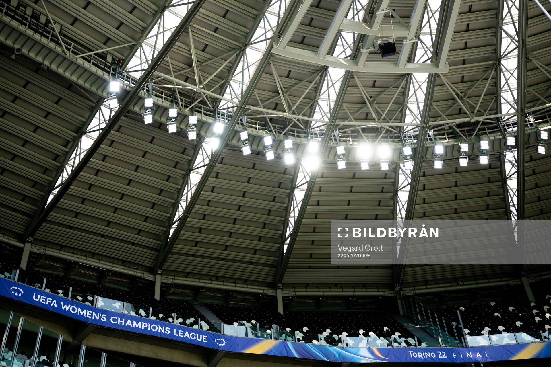 General view of Juventus Stadium ahead of the UEFA Women's Champions League final between Barcelona and Lyon on May 20, 2022 in Turin. 