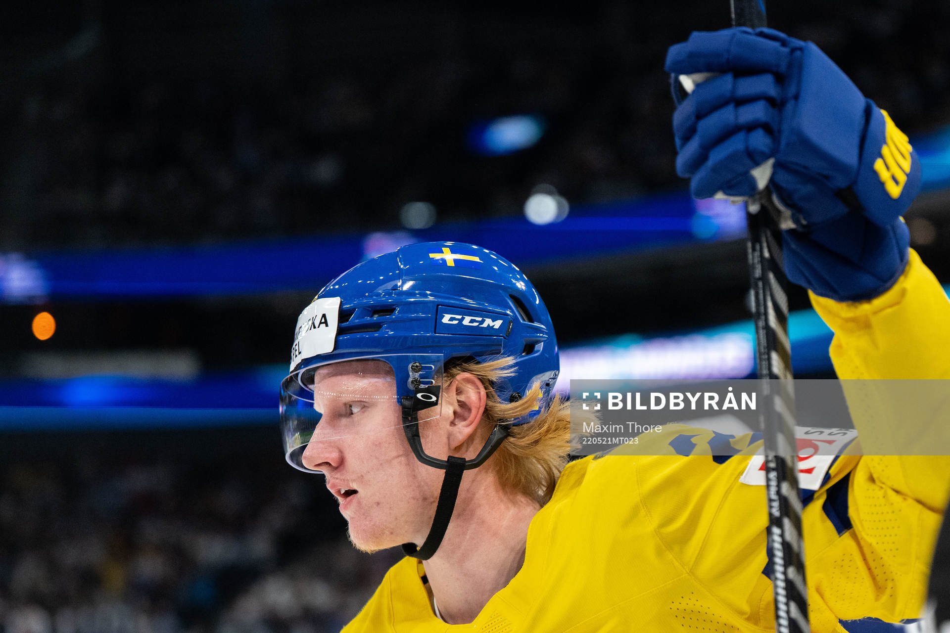 Rasmus Dahlin of Sweden celebrates 0-1
