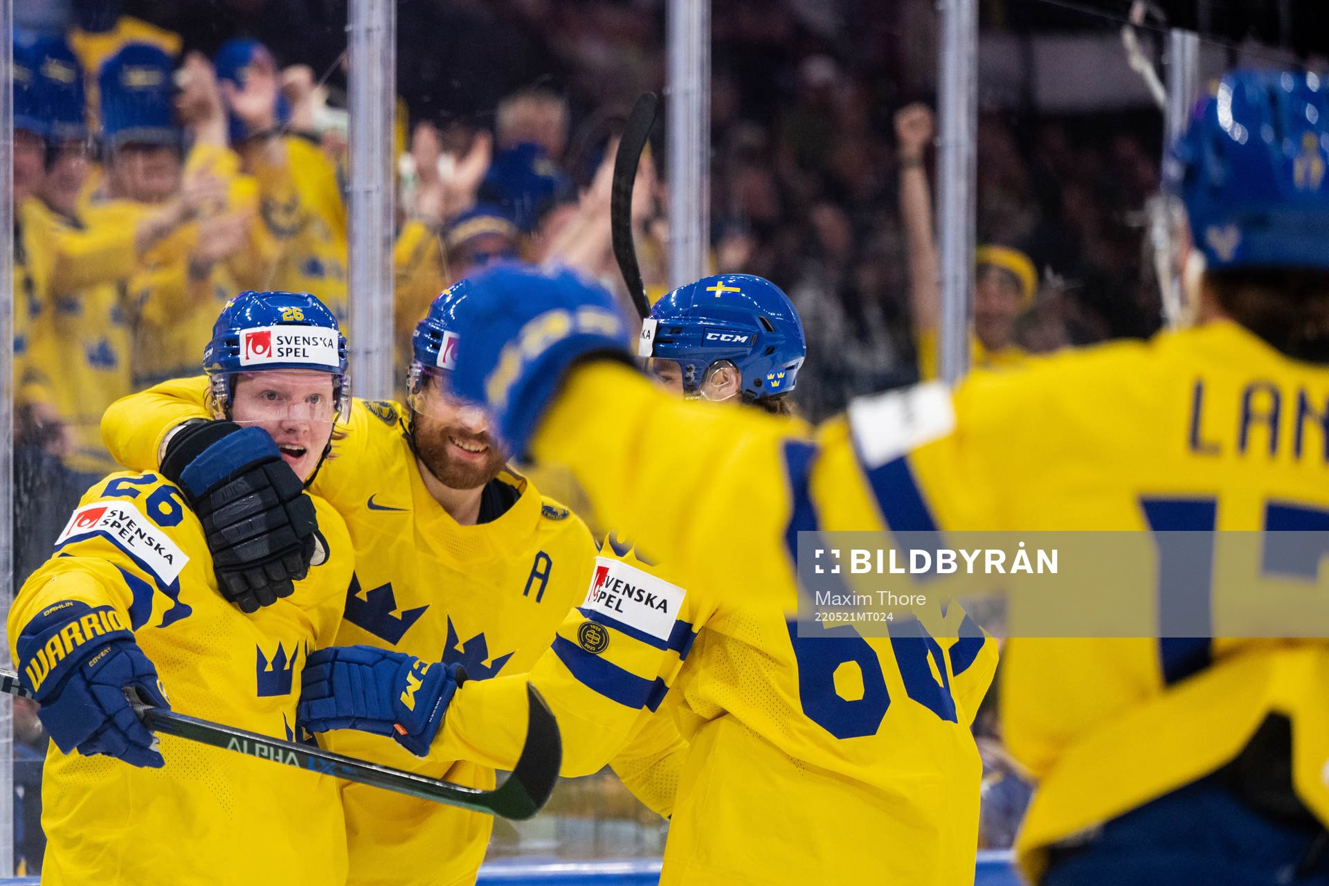 Rasmus Dahlin of Sweden celebrates 0-1