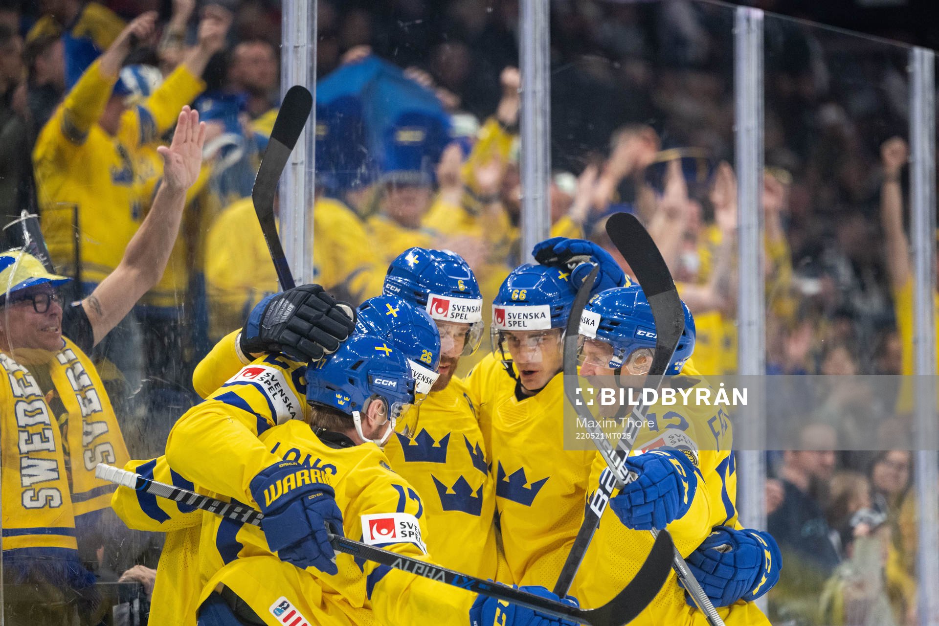 Rasmus Dahlin of Sweden celebrates 0-1