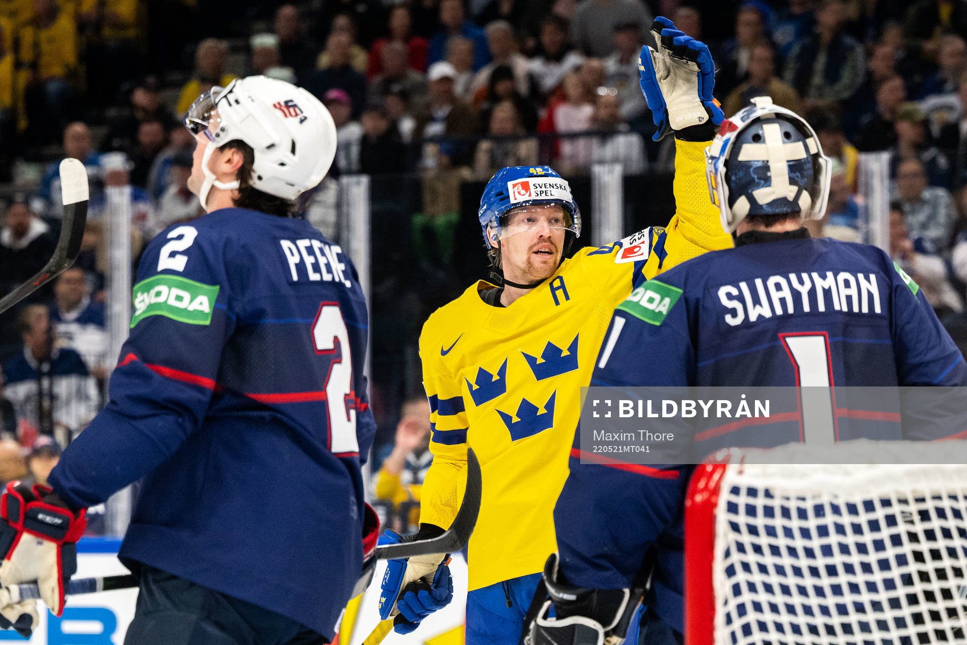 Joakim Nordström of Sweden celebrates a disallowed goal