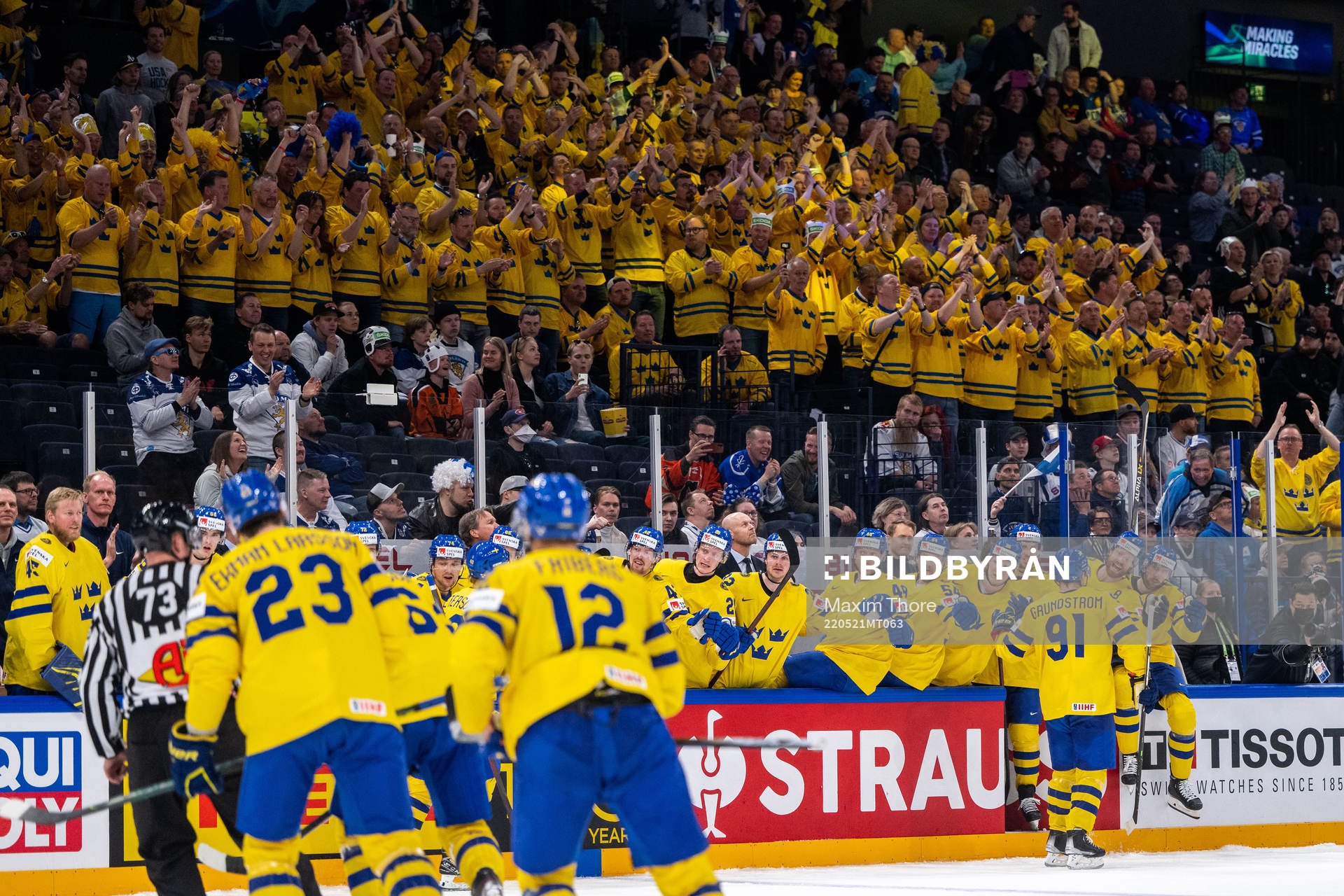 Carl Grundström of Sweden celebrates 1-2 which later is