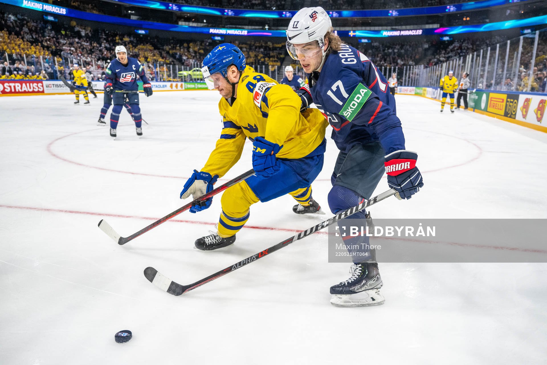 Carl Klingberg of Sweden and Adam Gaudette of USA