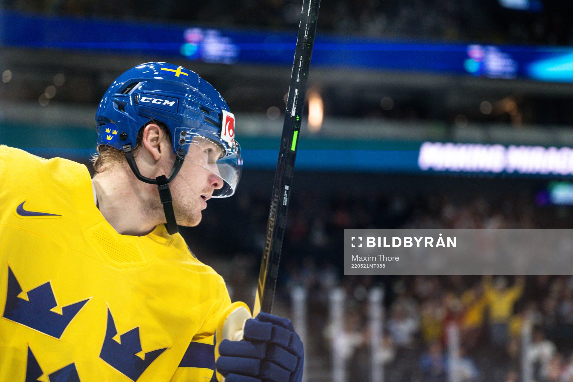 Carl Grundström of Sweden celebrates the 1-2 goal that was