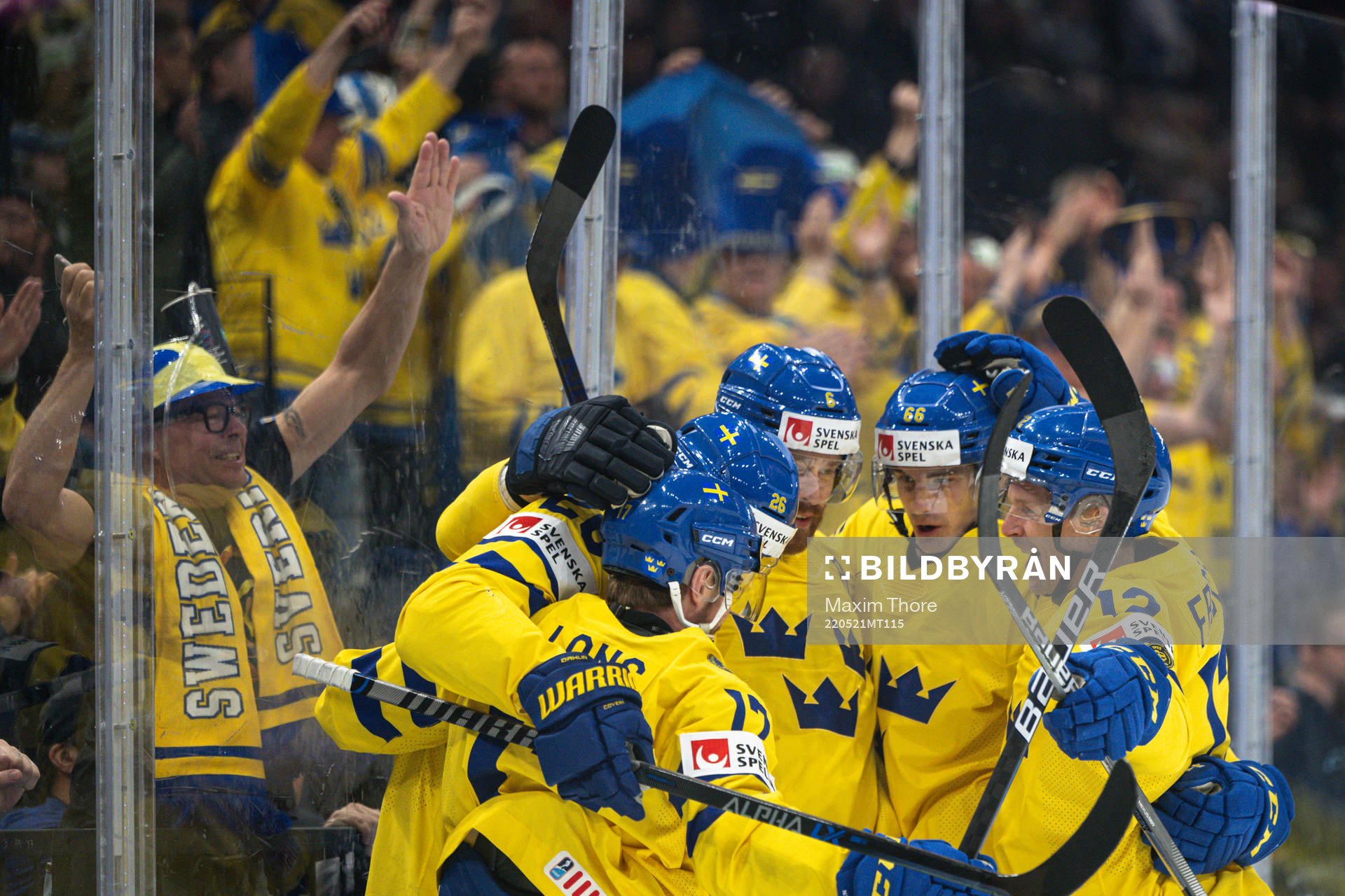 Rasmus Dahlin of Sweden celebrate the 0-1 goal with