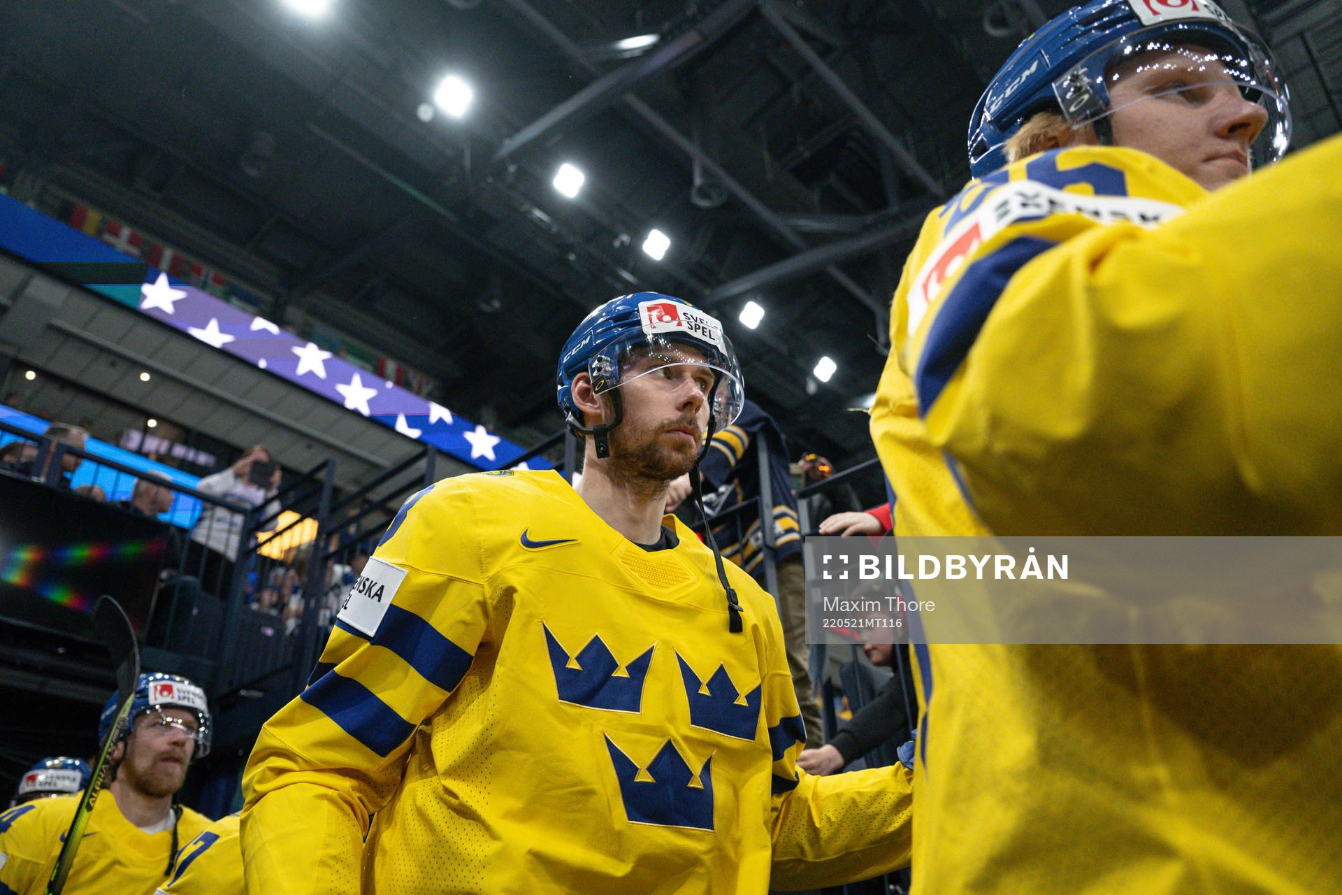 Marcus Pettersson and Rasmus Dahlin of Sweden