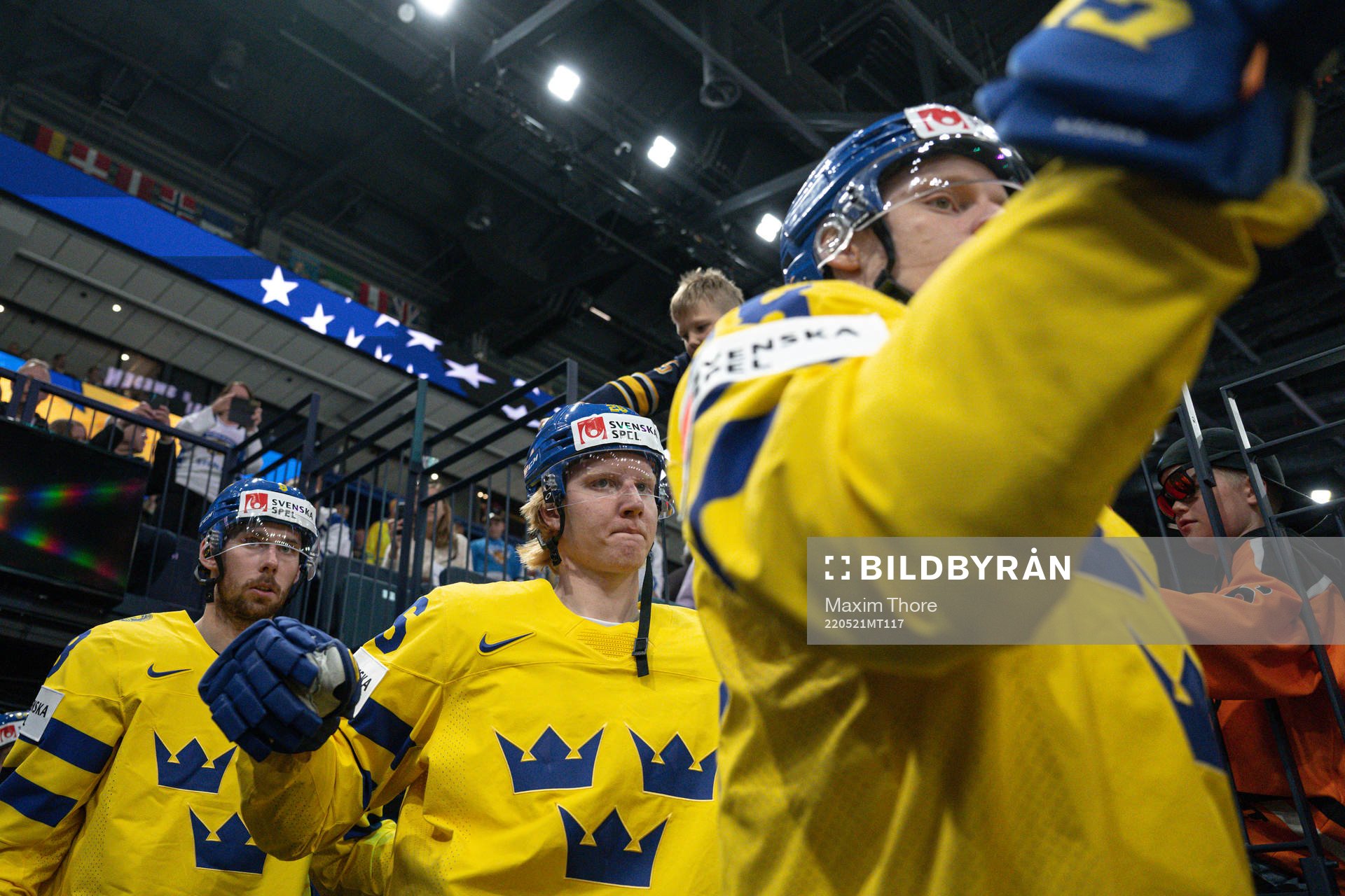 Marcus Pettersson and Rasmus Dahlin of Sweden