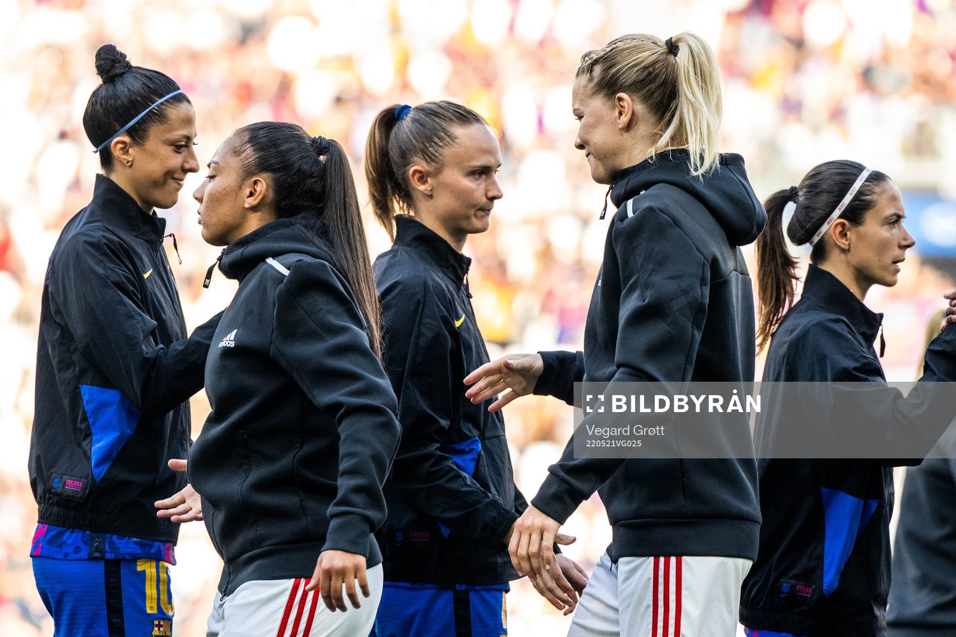 Caroline Graham Hansen of Barcelona and Ada Hegerberg of