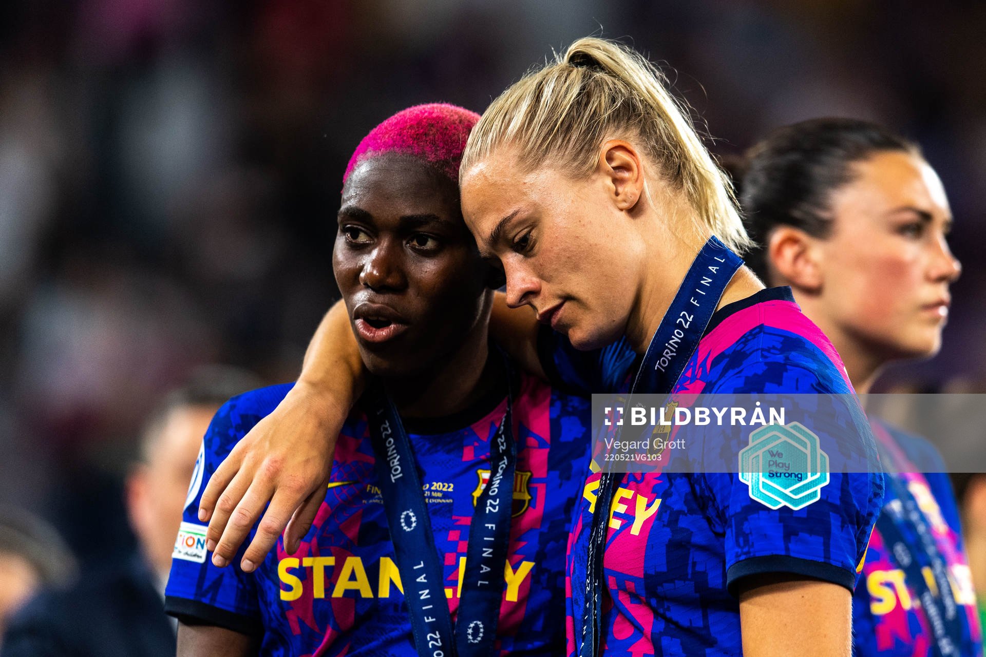 Asisat Oshoala and Fridolina Rolfö looks dejected