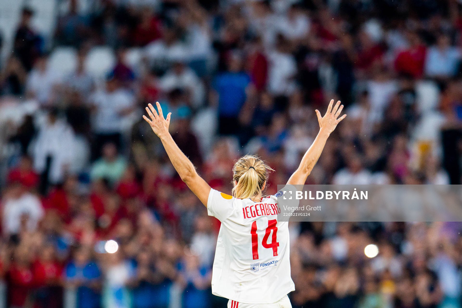 Ada Hegerberg of Lyon celebrates at the final whistle