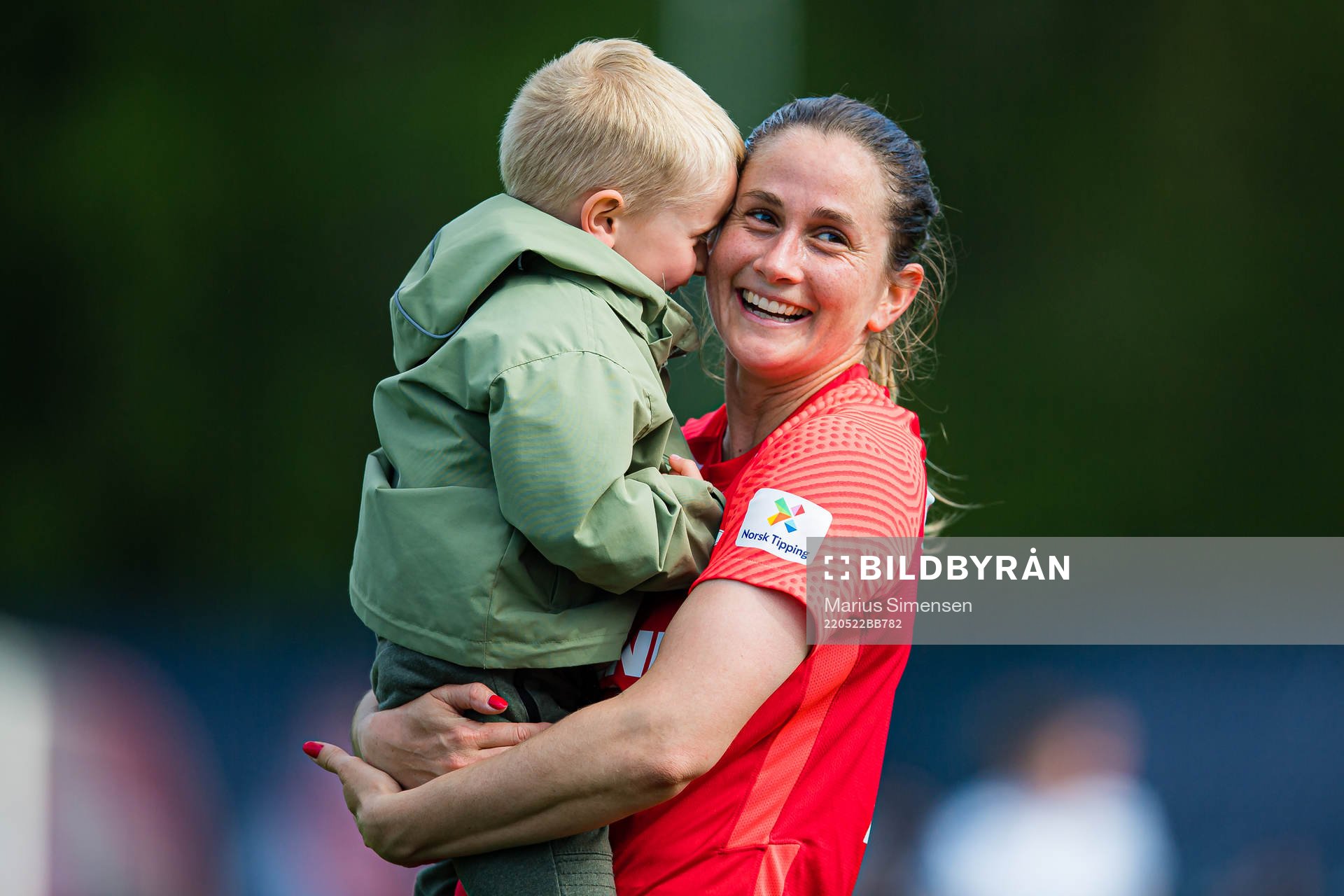 Ingrid Ryland of Brann celebrates after the Toppserien football match between Kolbotn and Brann on May 22, 2022 in Oslo.