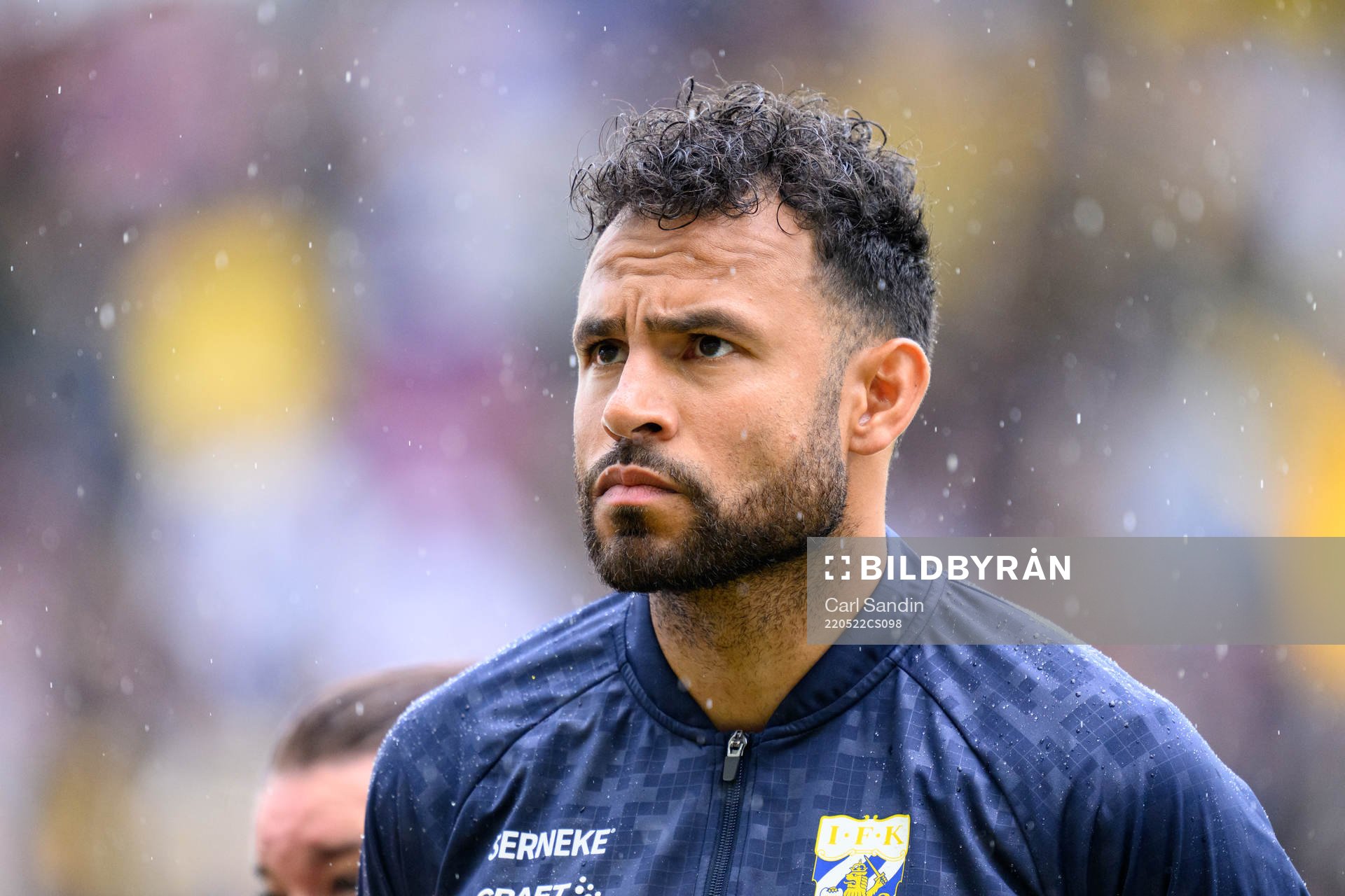 IFK Göteborgs Warner Hahn vid lineup innan fotbollsmatchen