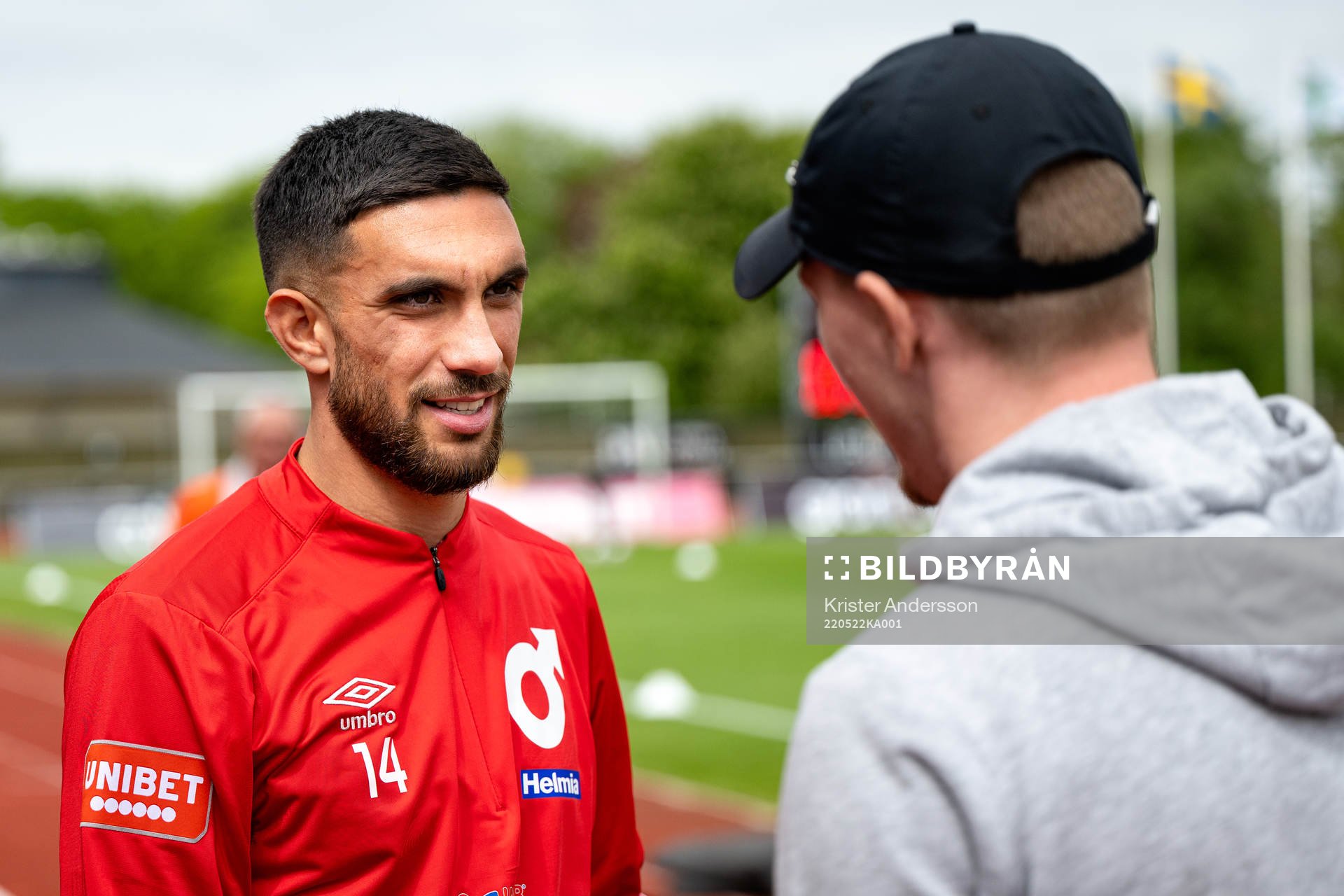 Degerfors Daniel Krezic före fotbollsmatchen i Allsvenskan