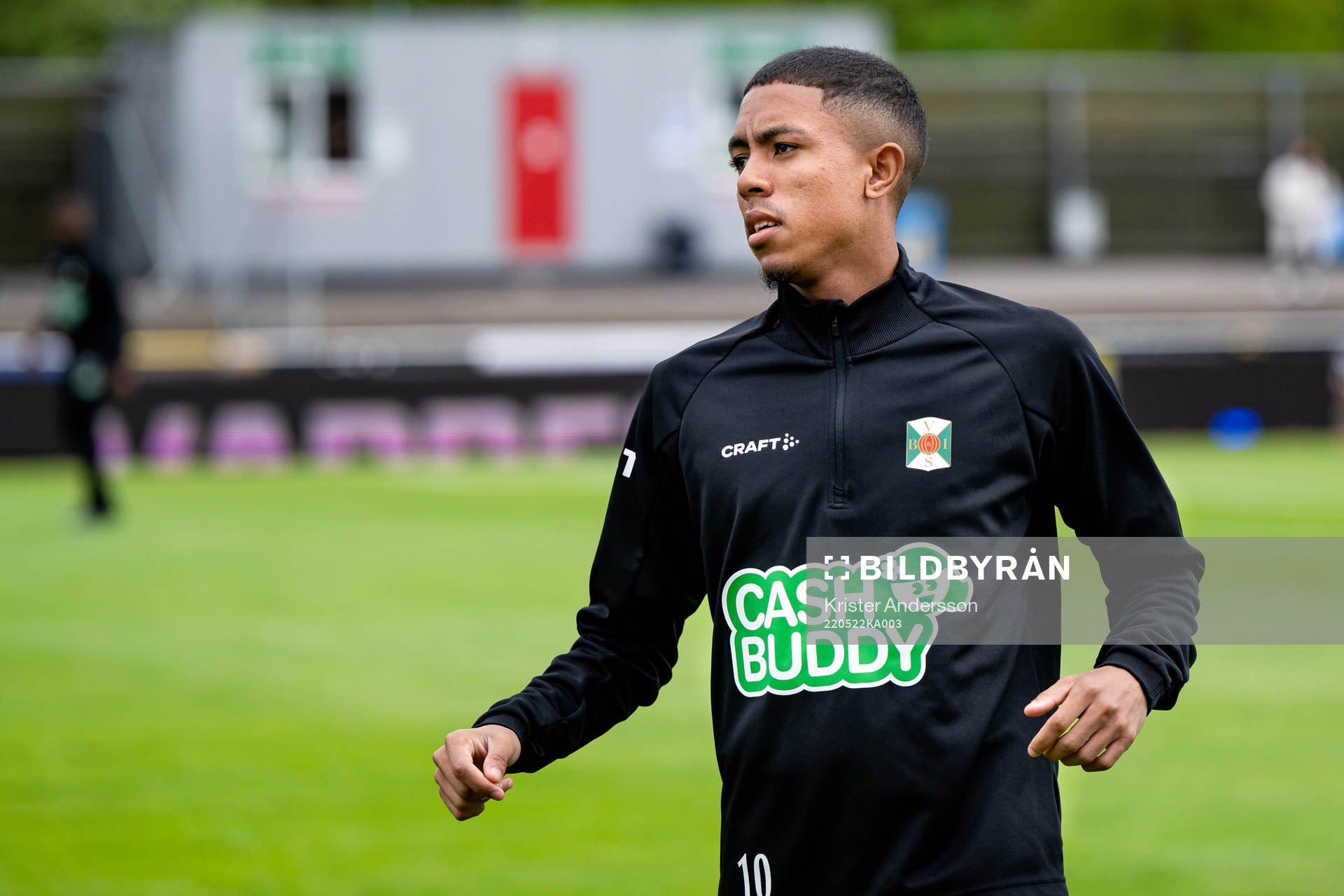 Varbergs Teshreeq Matthews före fotbollsmatchen i