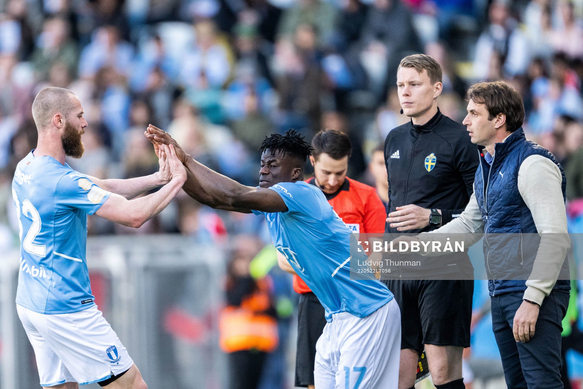 Malmö FFs Jo Inge Berget, Malik Abubakari och tränare