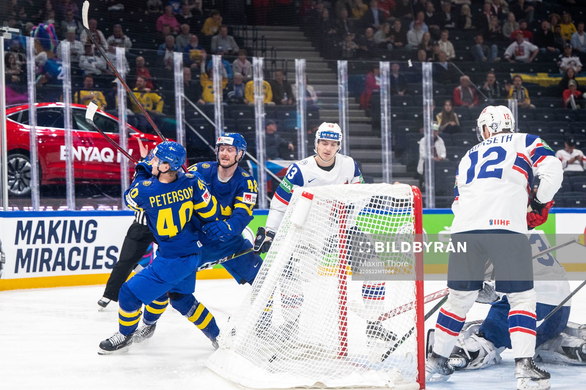 Jacob Peterson and Carl Klingberg of Sweden celebrate 3-0