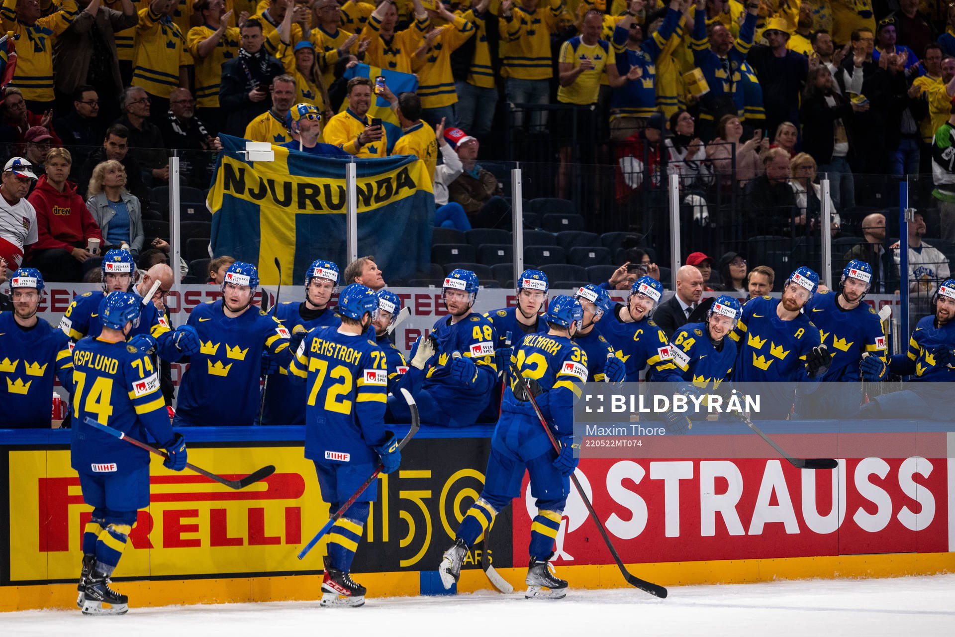Lucas Wallmark of Sweden celebrates 5-0