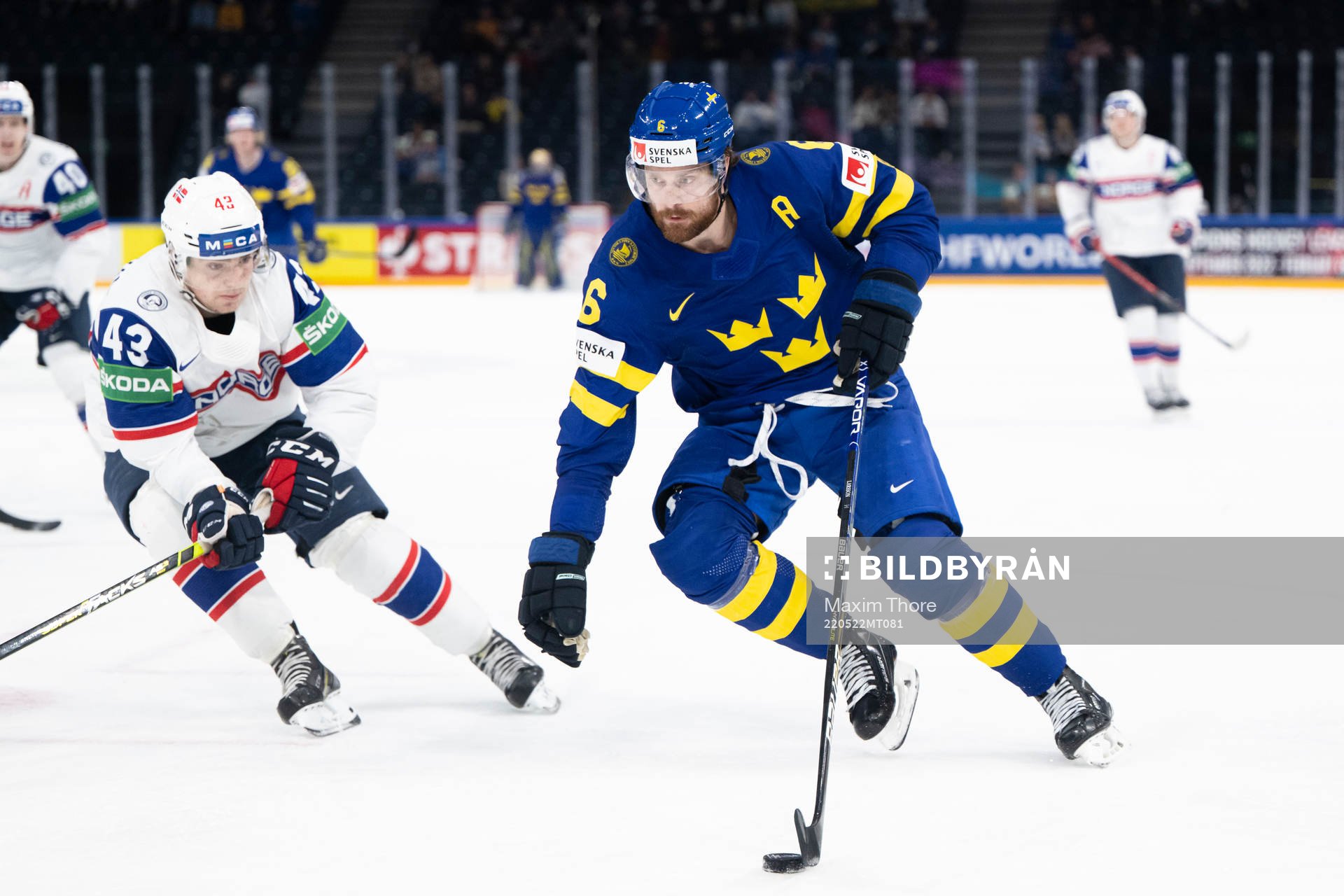 Max Krogdahl of Norway and Adam Larsson of Sweden