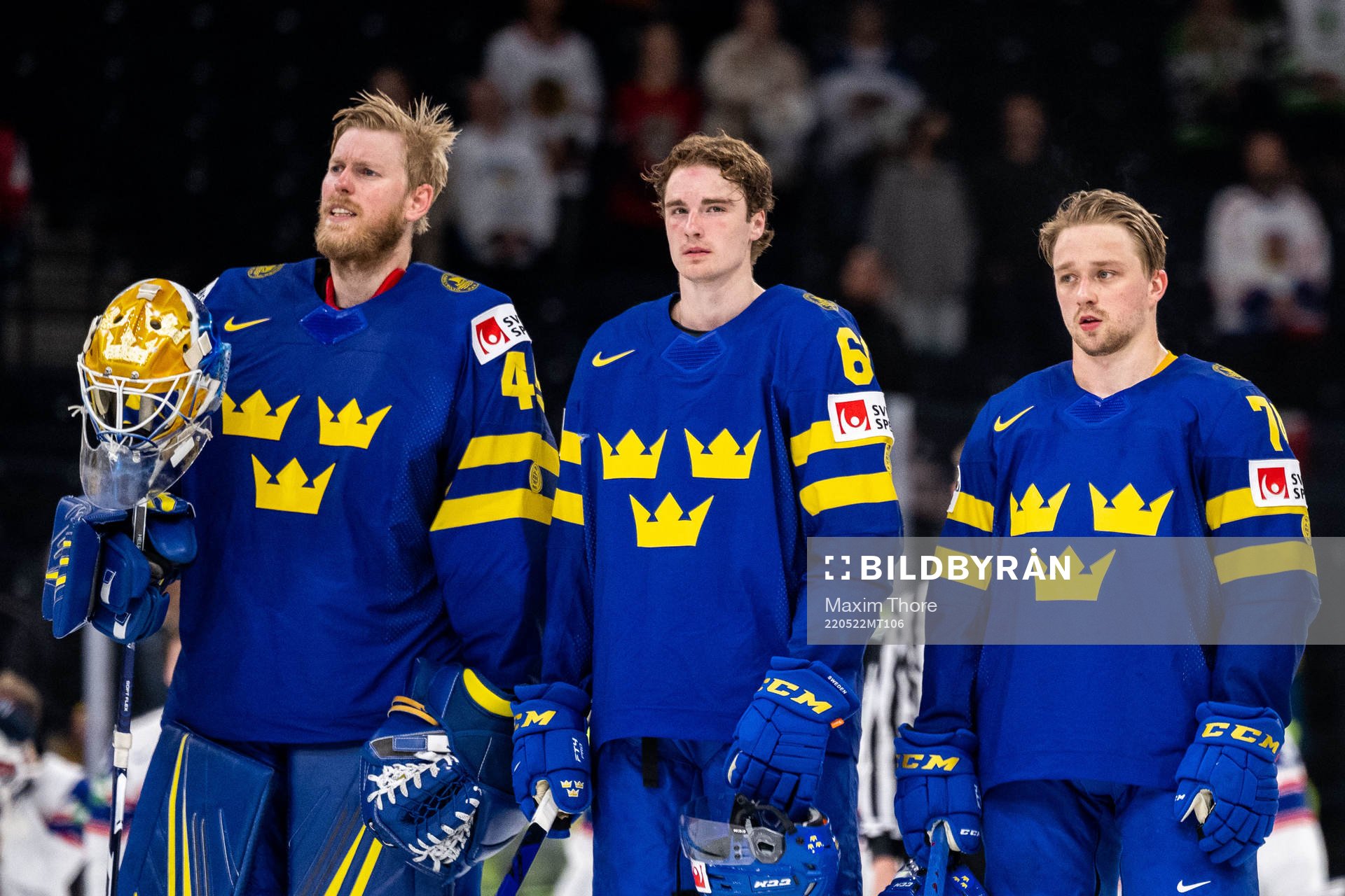 Goaltender Magnus Hellberg, Nils Åman and Rasmus Asplund