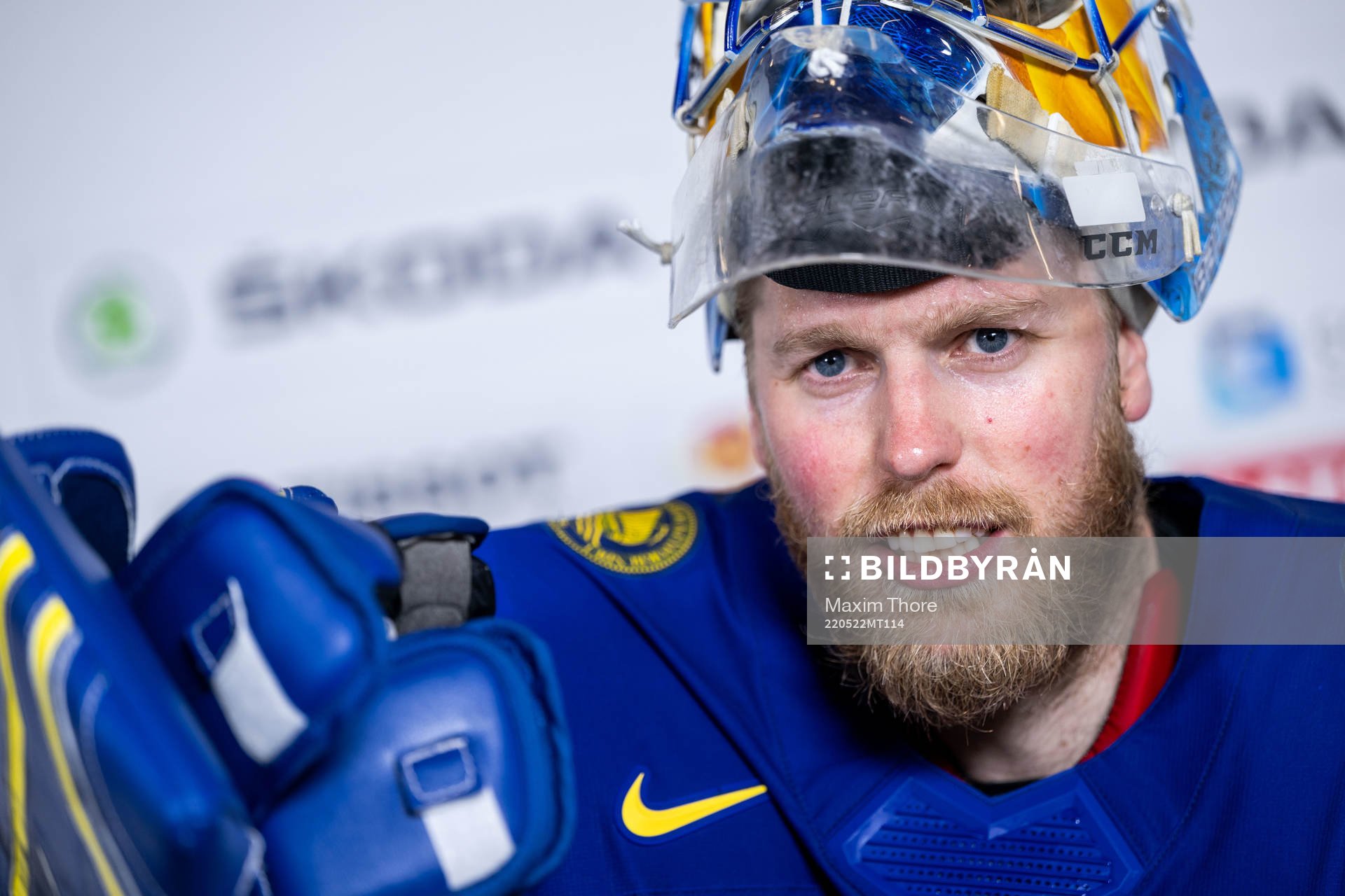Goaltender Magnus Hellberg of Sweden