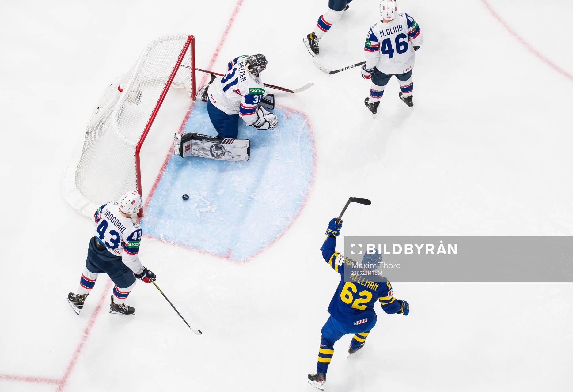 Joel Kellman of Sweden celebrate a goal