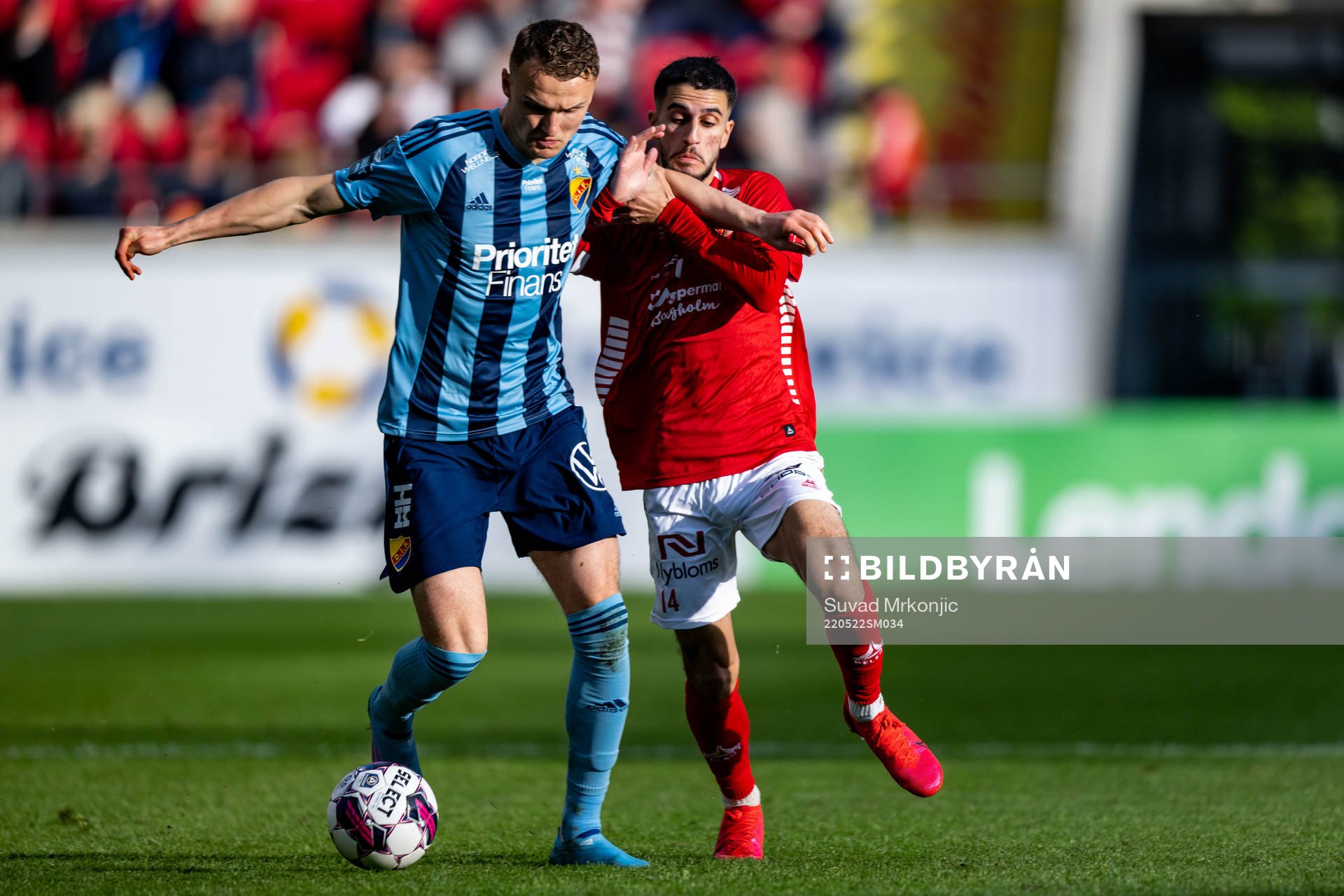 Djurgårdens Piotr Johansson och Kalmars Noah Shamoun
