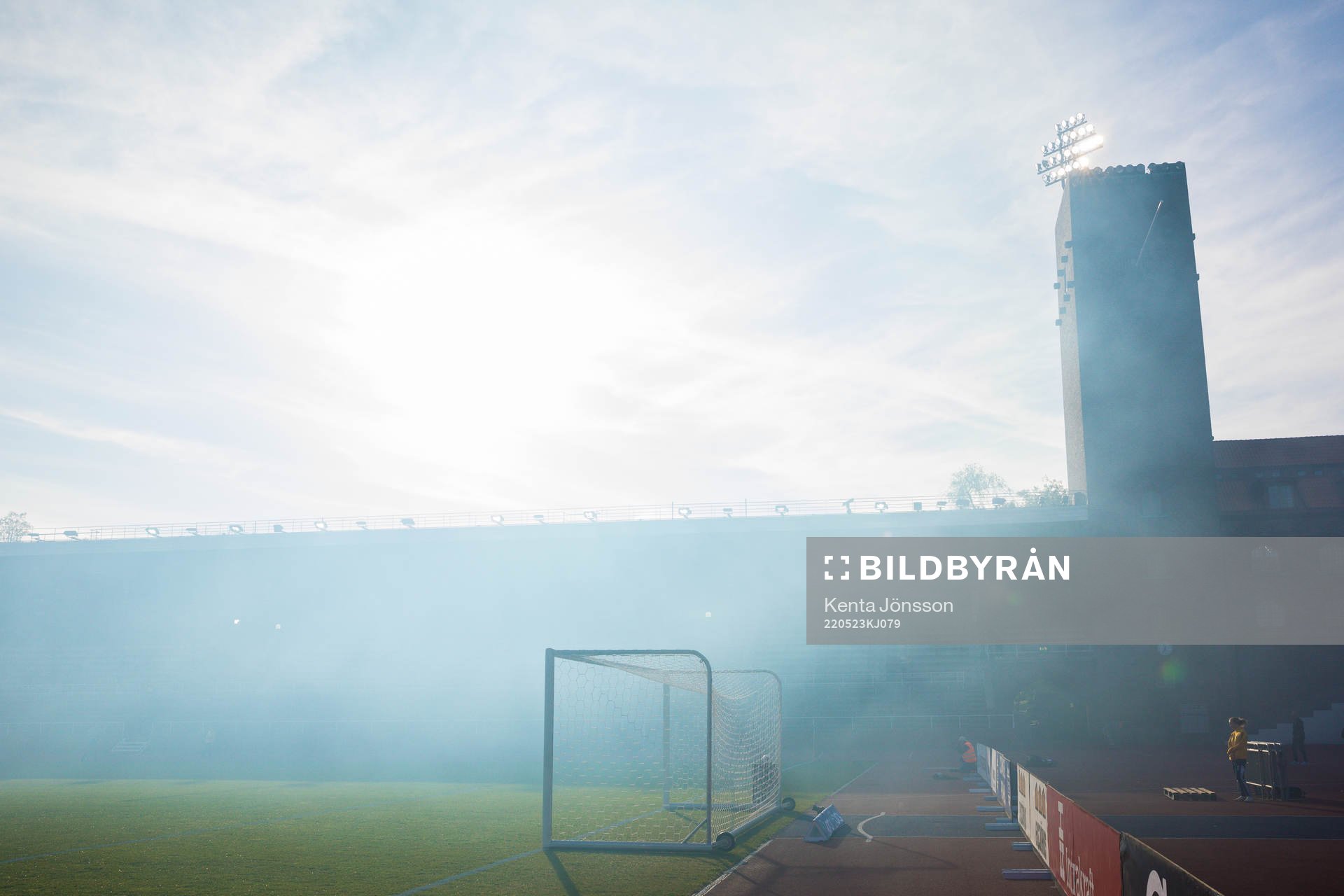 Stockholms stadion med rök