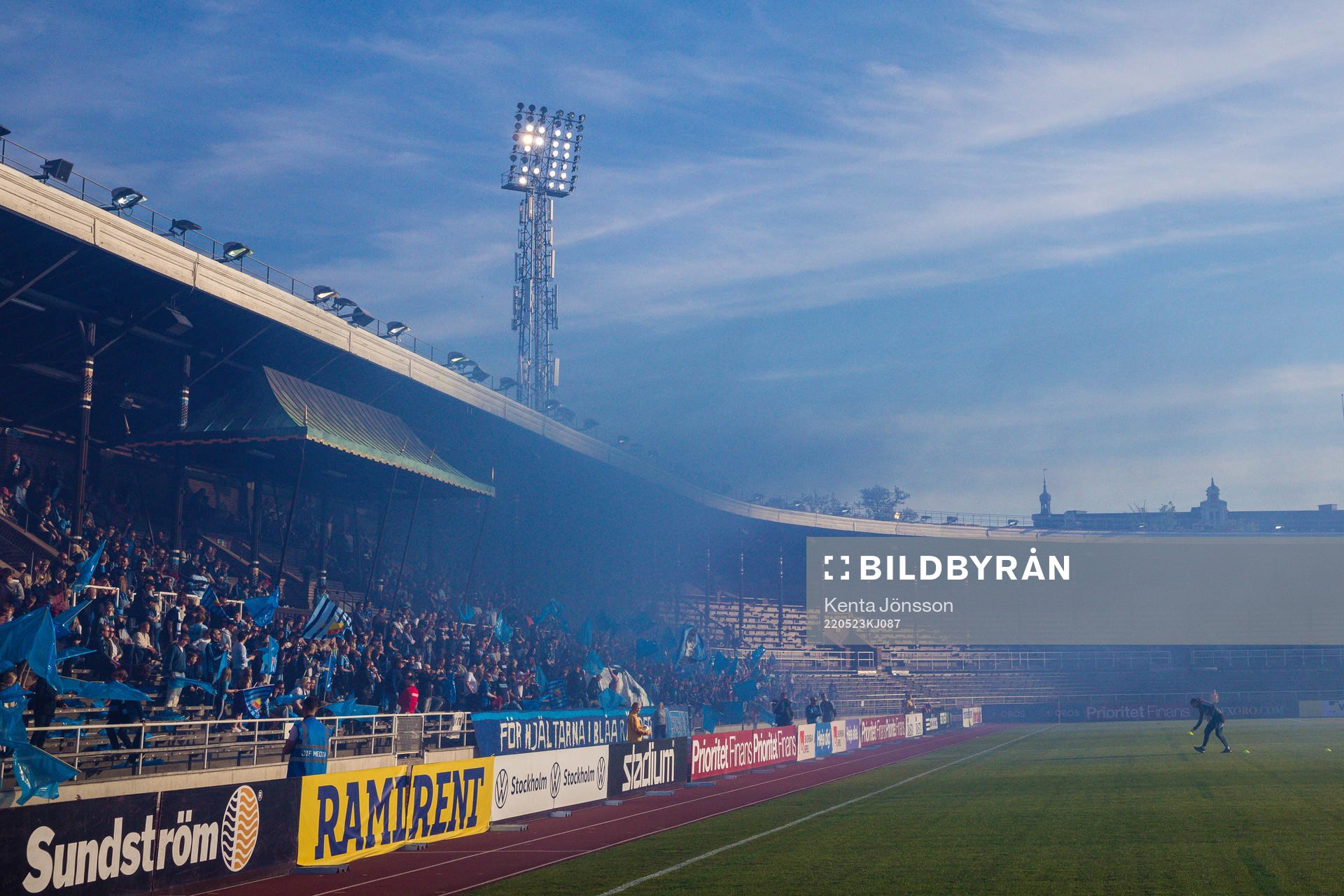 Stockholms stadion med rök