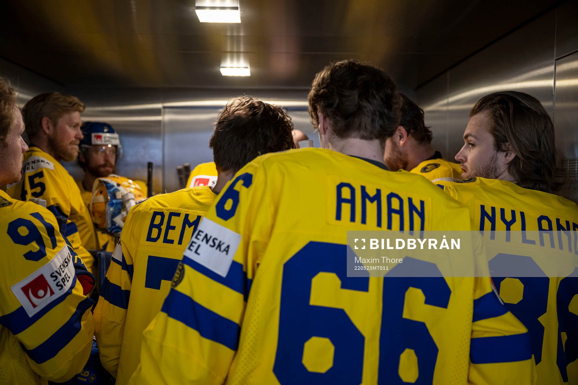 Goaltender Magnus Hellberg, Nils Åman and William Nylander