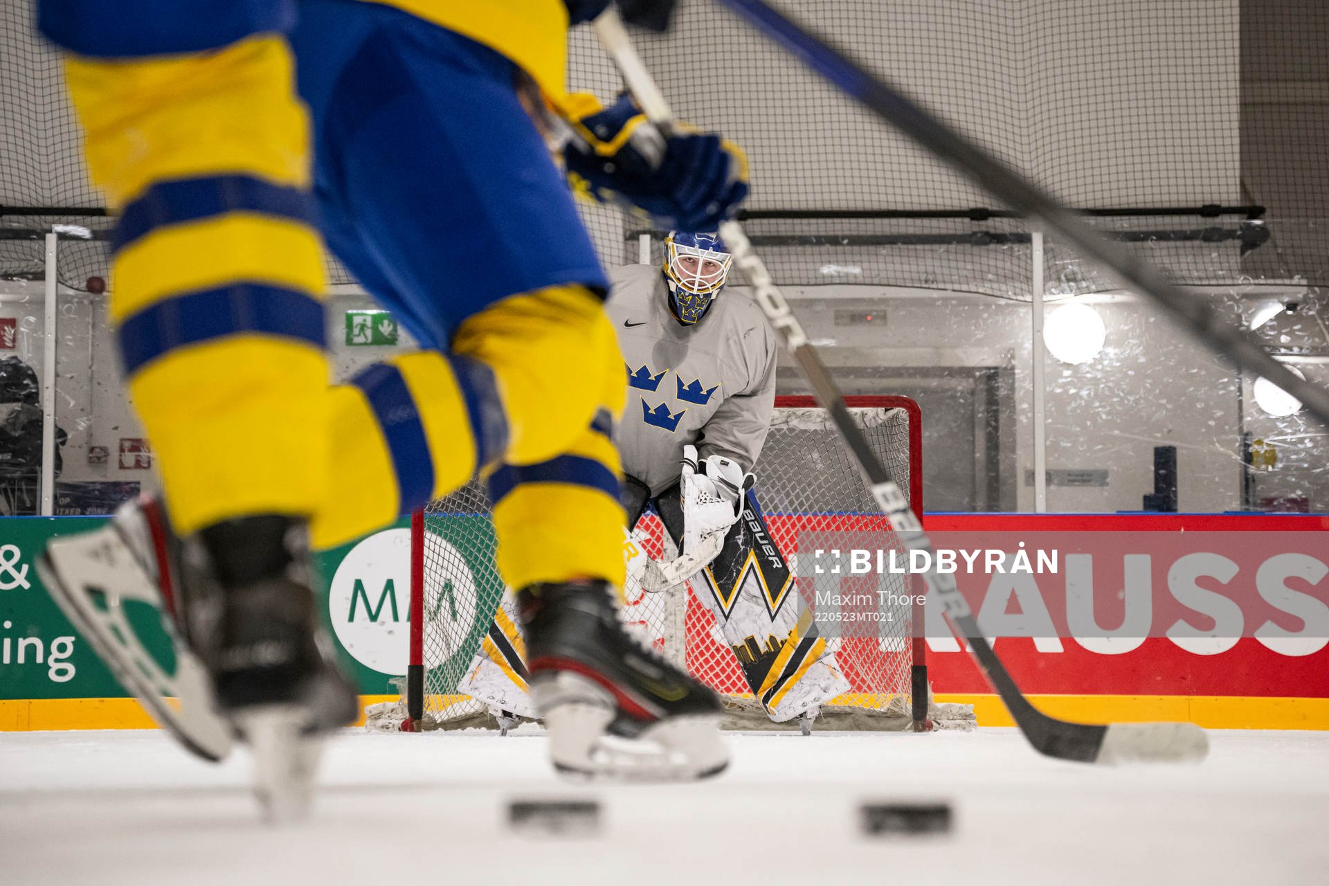 Goaltender Linus Ullmark of Sweden at a practice session
