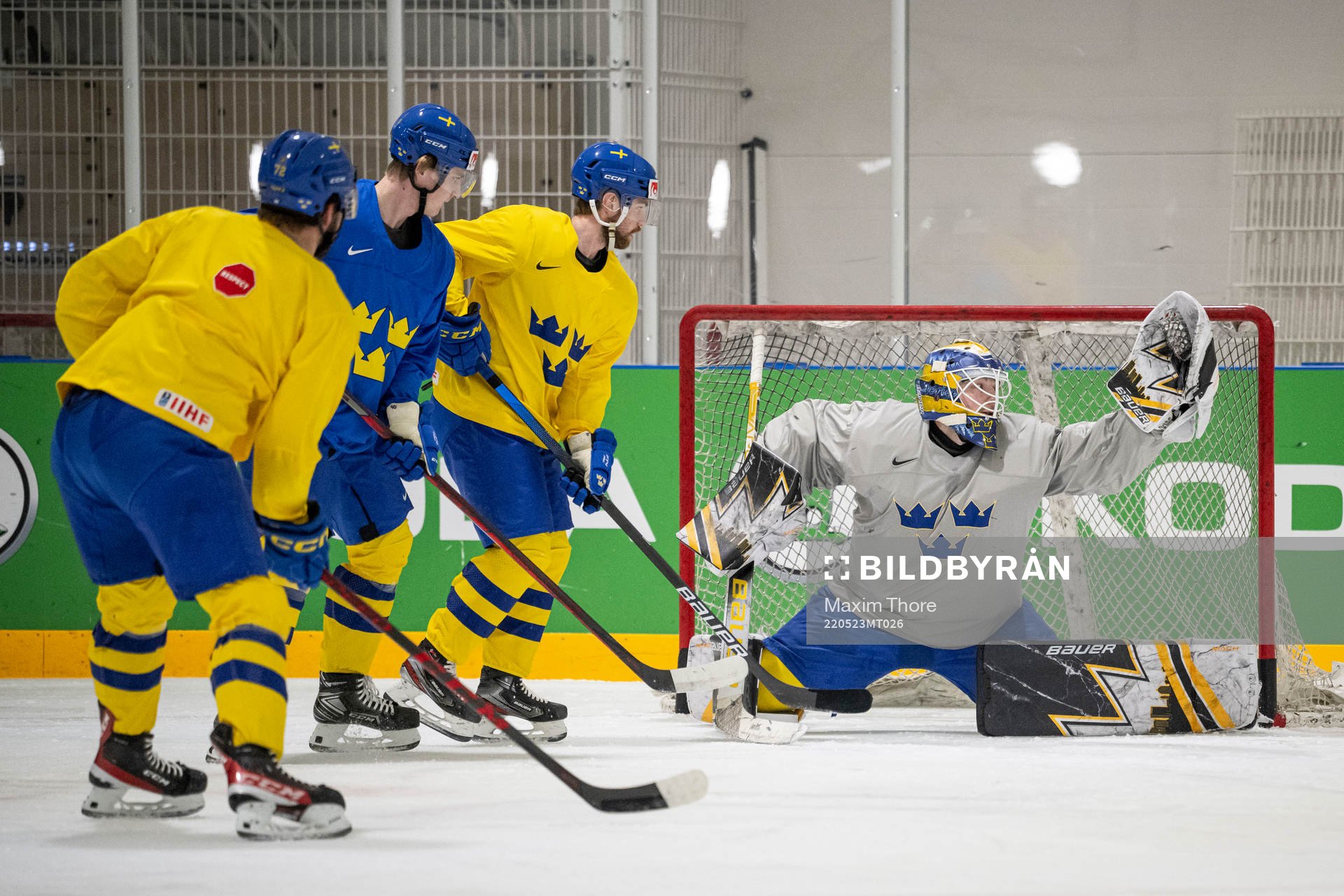 Goaltender Linus Ullmark of Sweden at a practice session