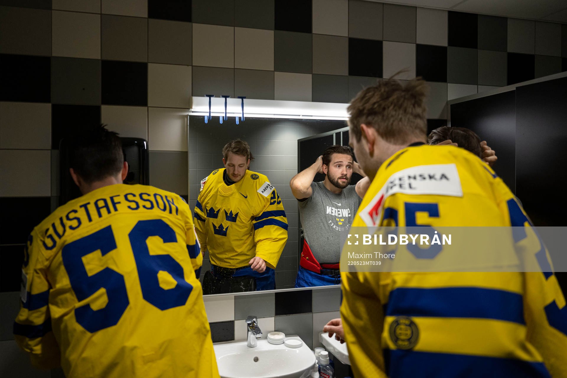 Erik Gustafsson, Emil Bemström and goaltender Linus