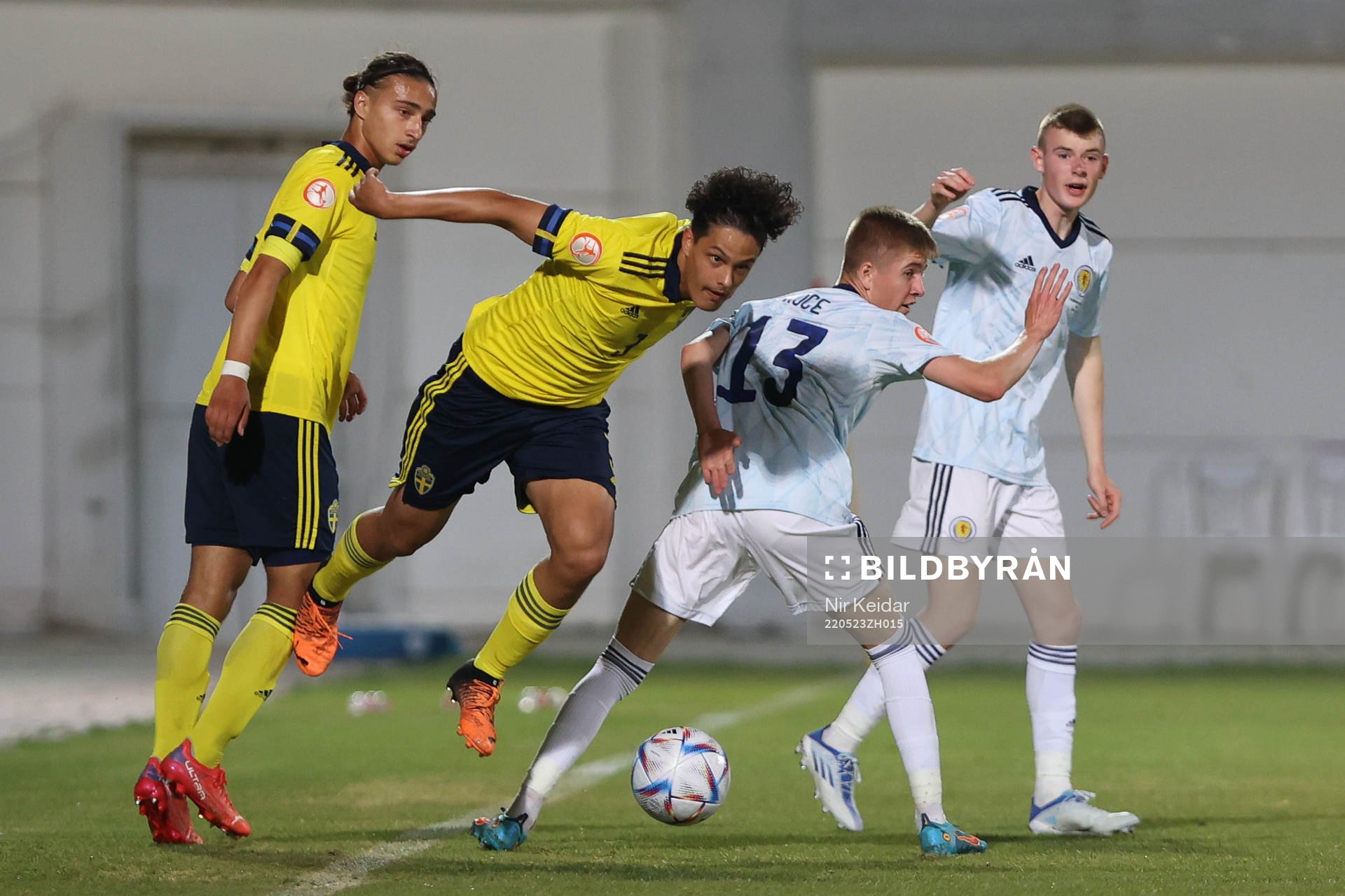 André Alvarez Perez of Sweden during the UEFA Under-17 Championship football match between Sweden and Scotland on May 23, 2022 in Tel Aviv.