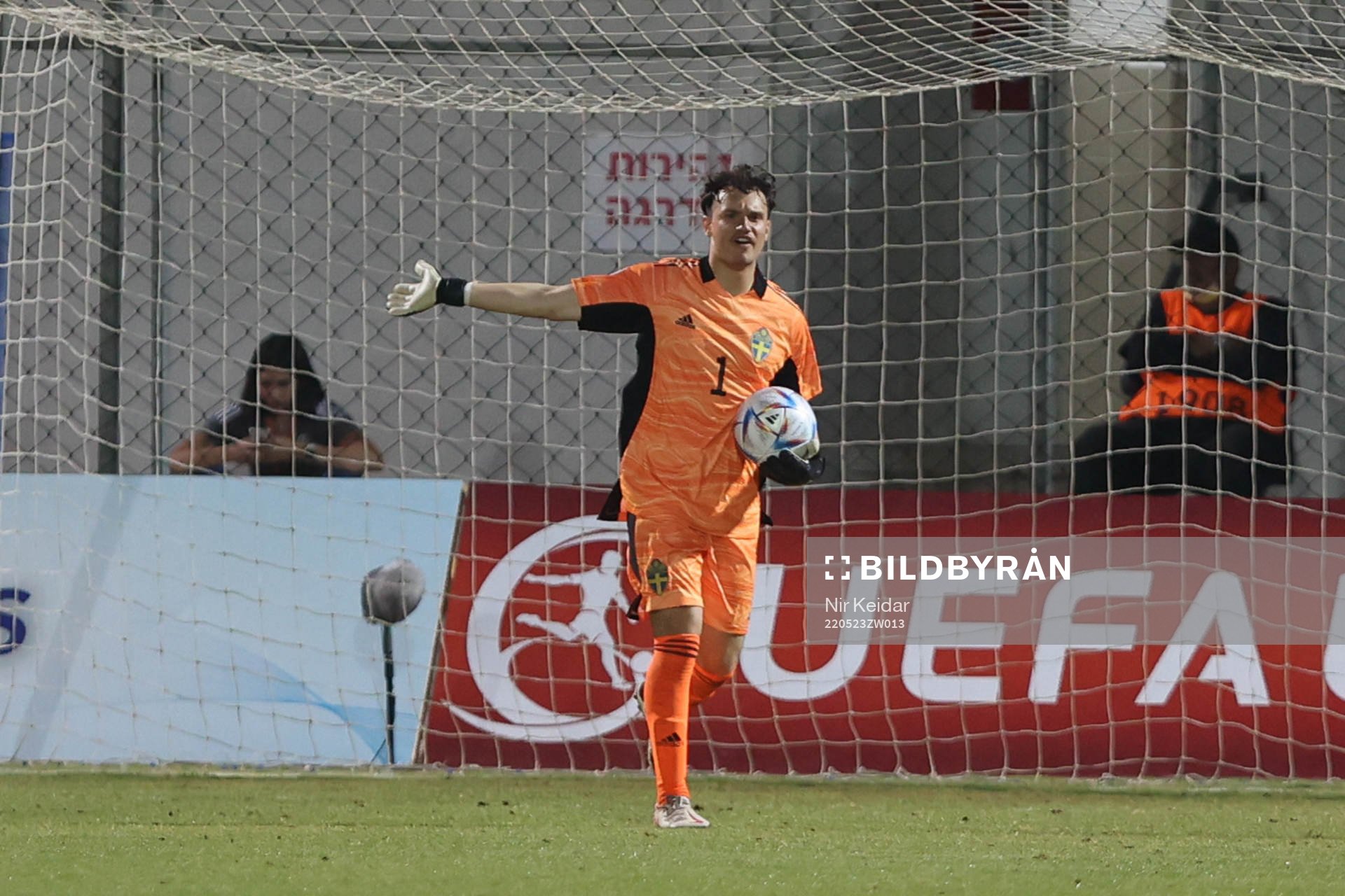 goalkeeper Elis Bishesari of Sweden
