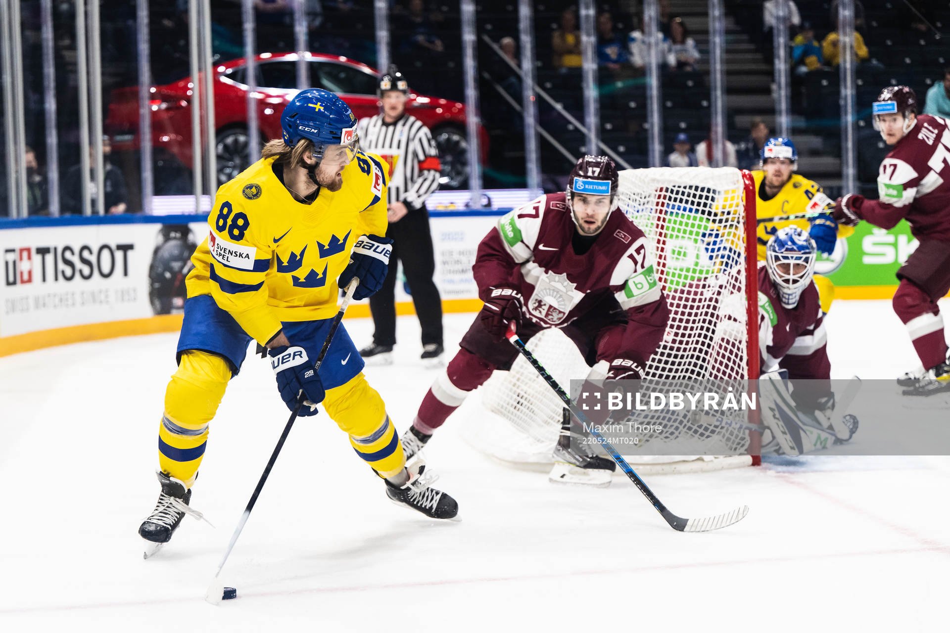 William Nylander of Sweden and Martins Dzierkals of Latvia