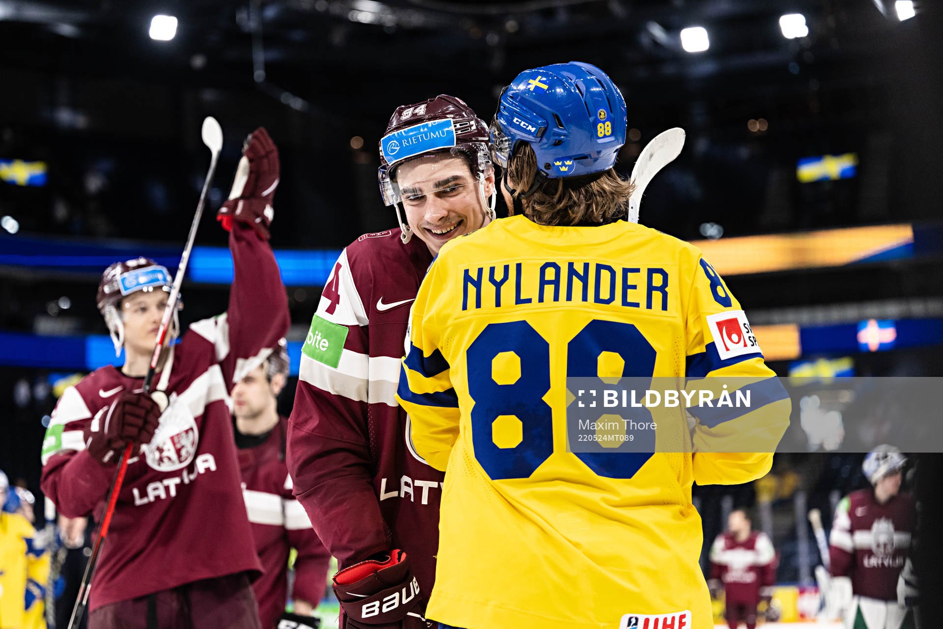 Kristians Rubins of Latvia and William Nylander of Sweden