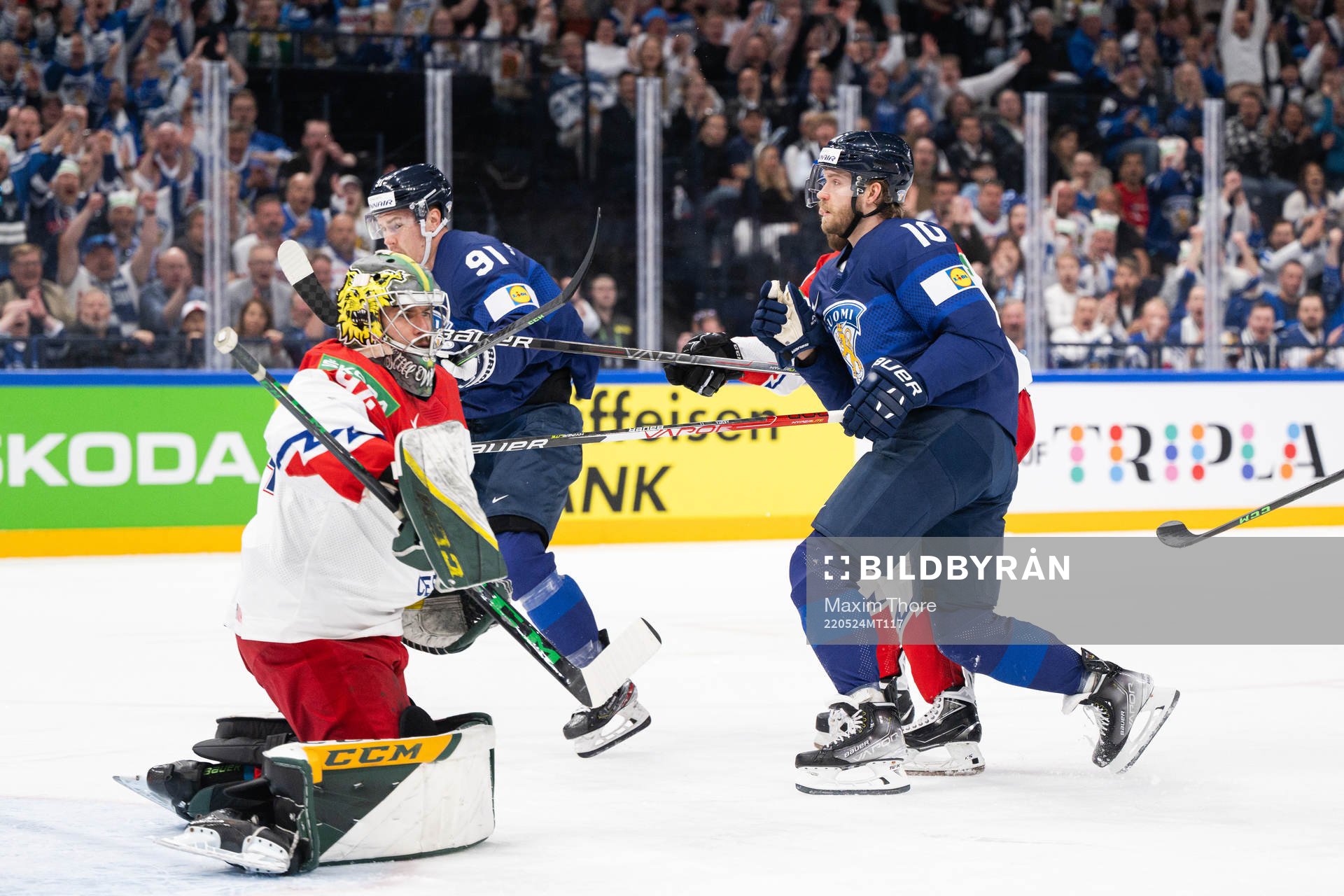 Joel Armia of Finland celebrates the 1-0 goal