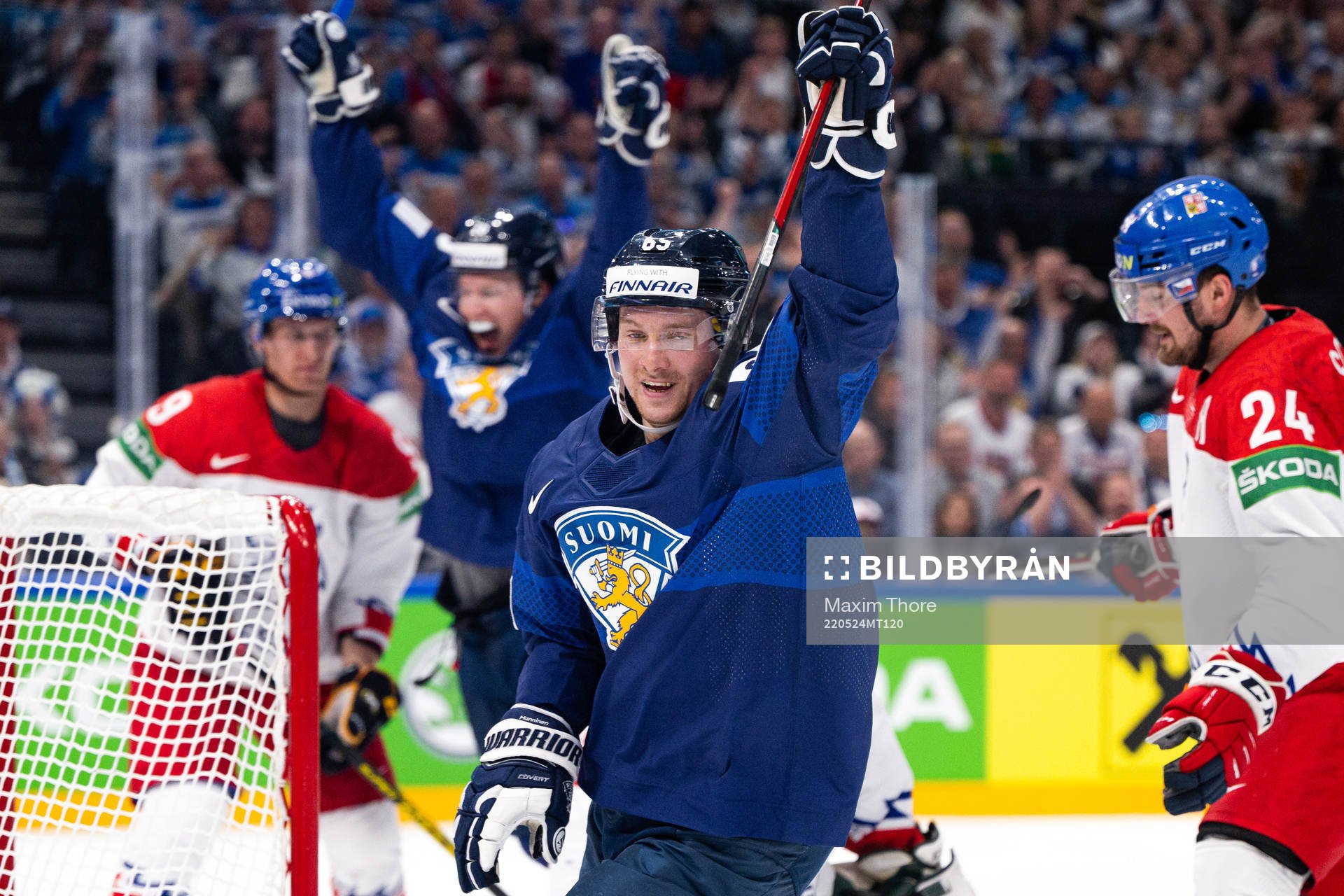 Sakari Manninen of Finland celebrates the 2-0 goal