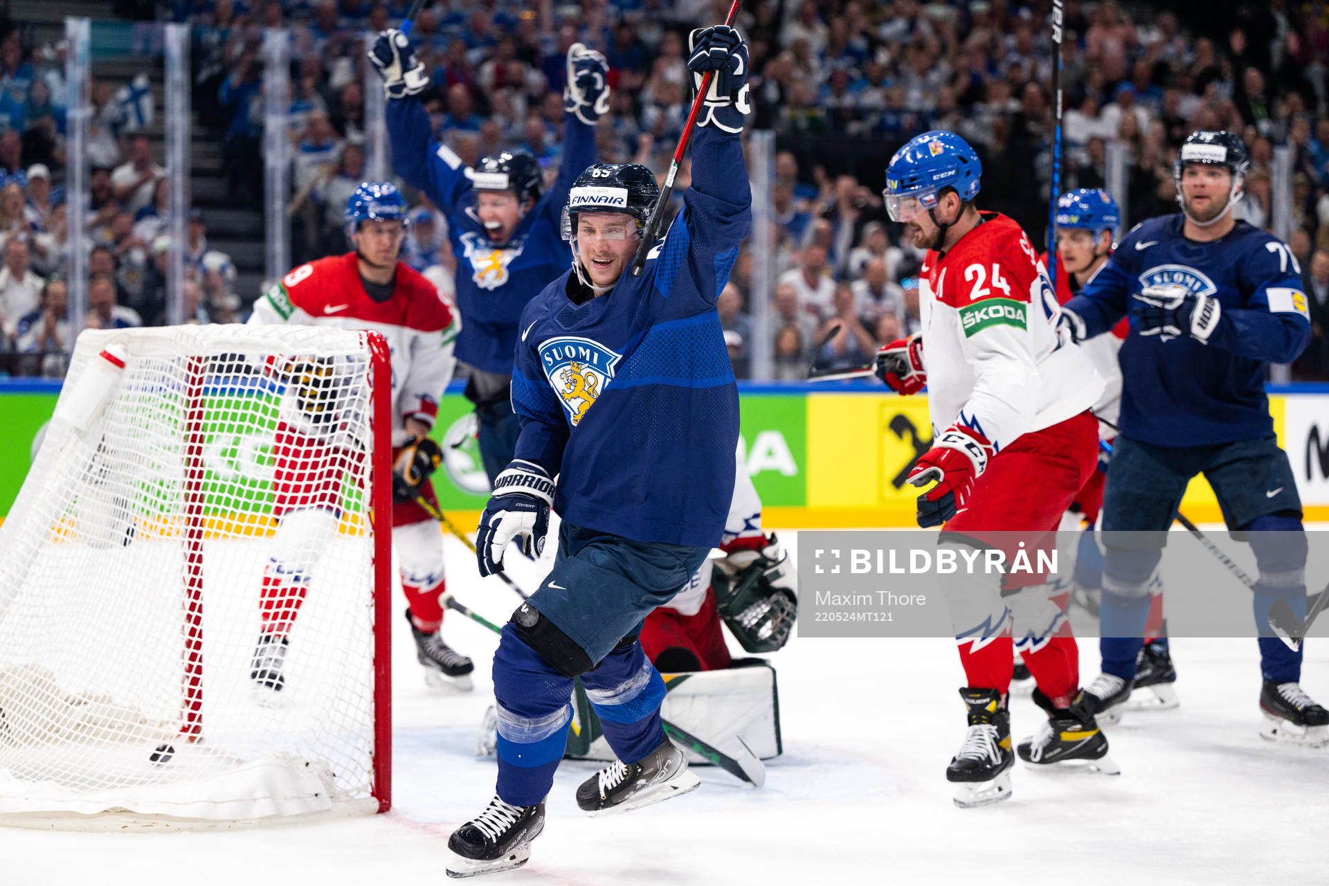 Sakari Manninen of Finland celebrates the 2-0 goal