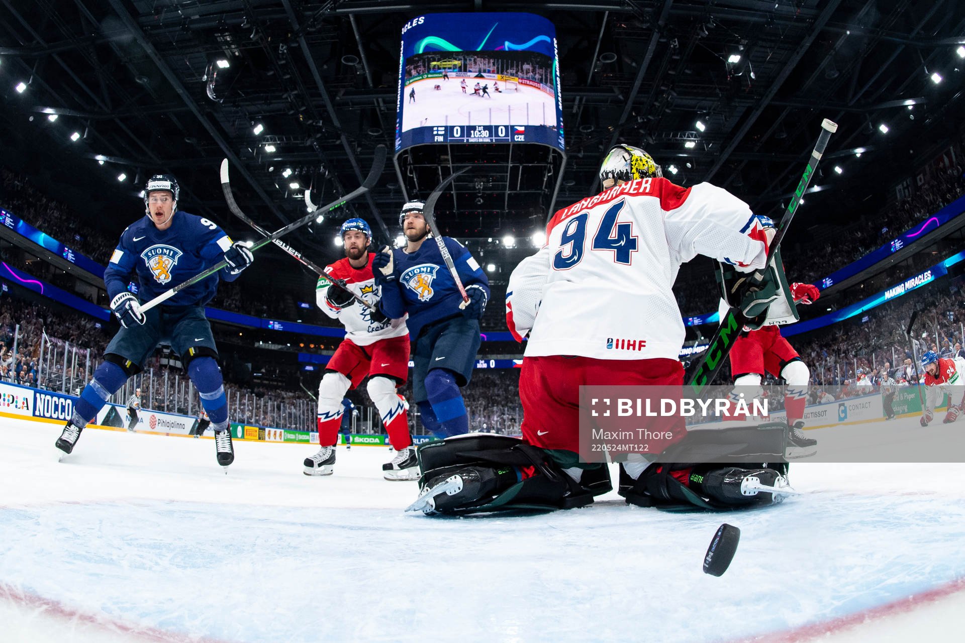 Joel Armia of Finland celebrates the 1-0 goal behind