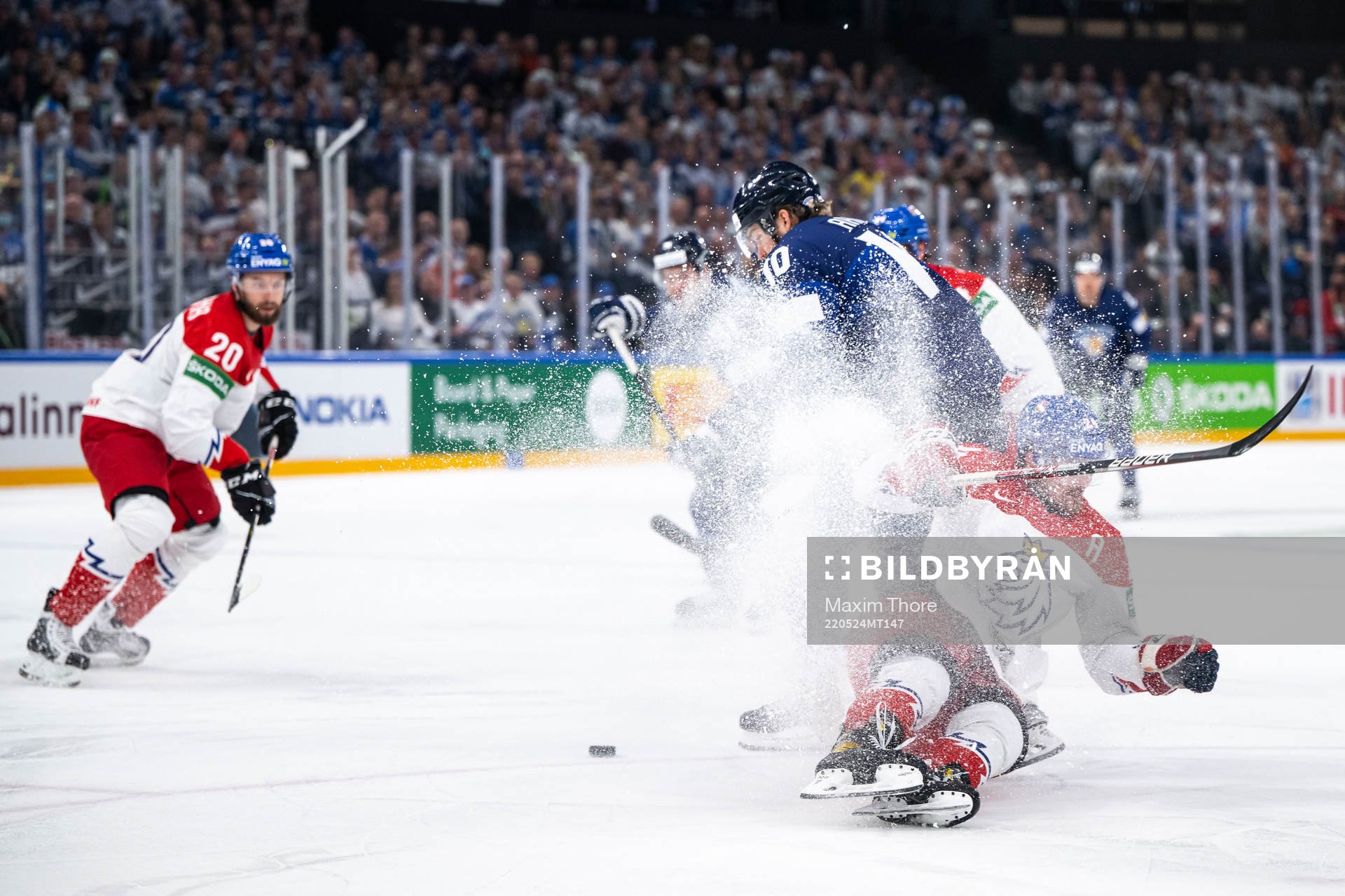 Joel Armia of Finland scores the 1-0 goal