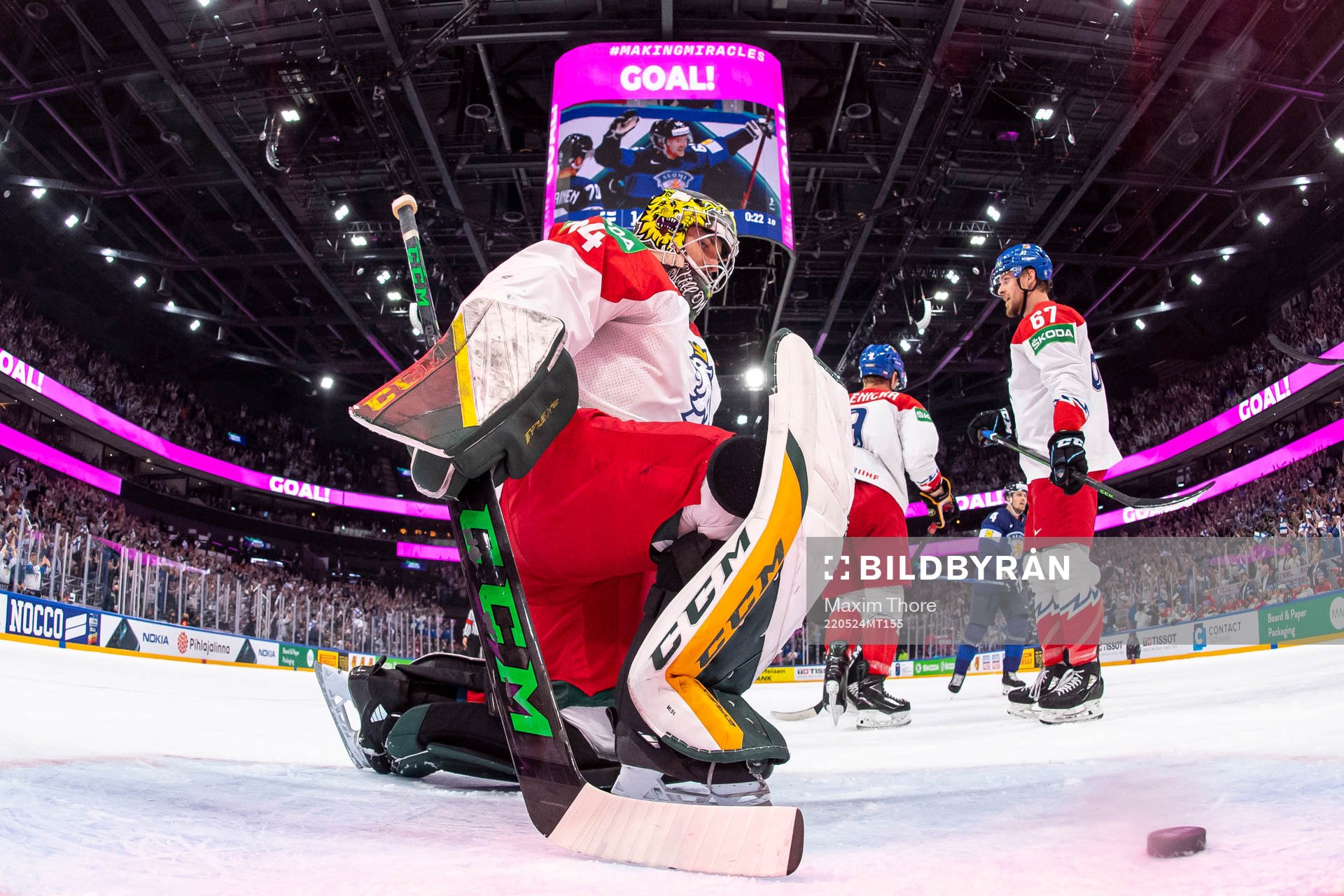 Goaltender Marek Langhamer of Czech Republic looks dejected