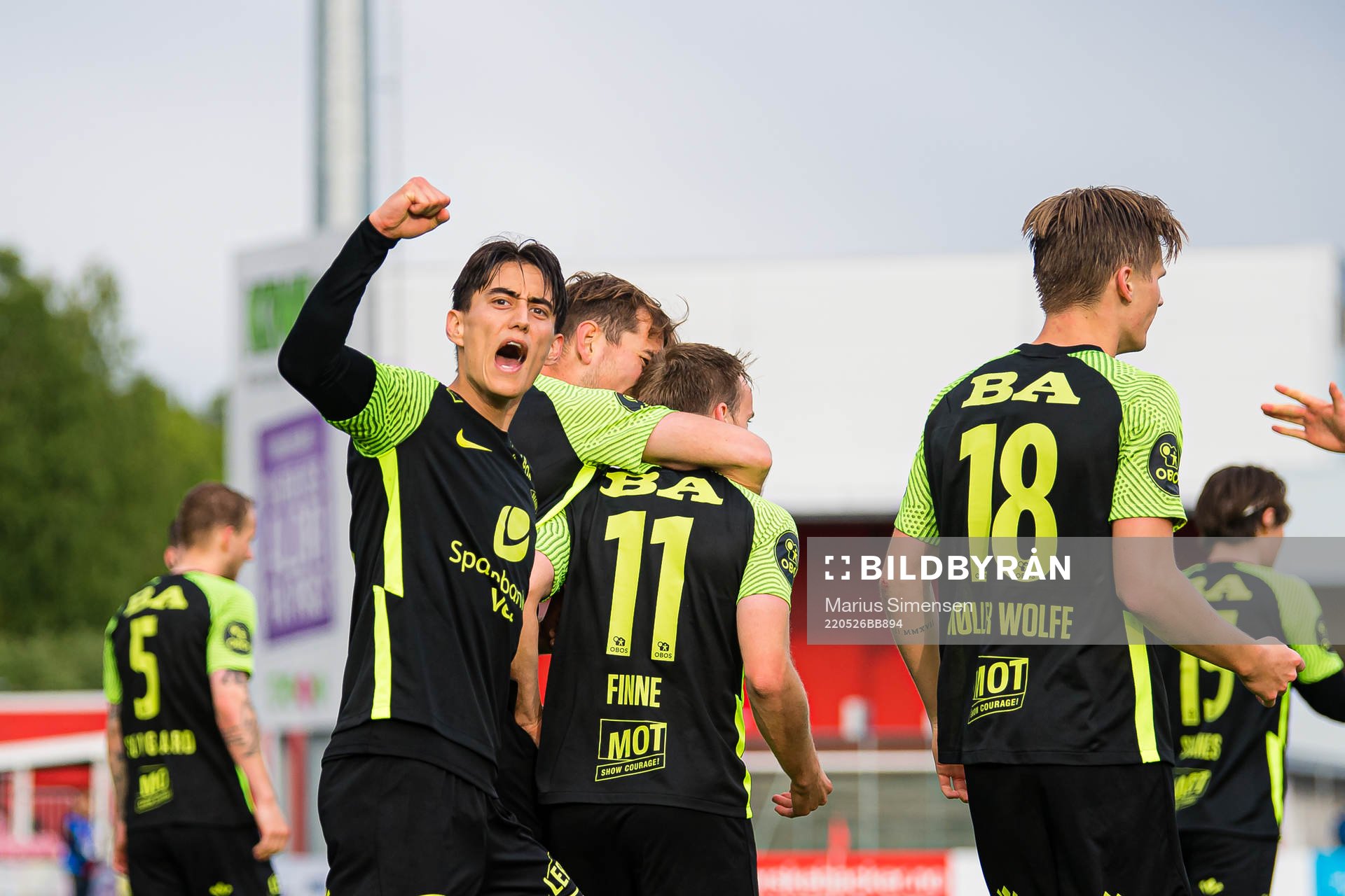 Bård Finne of Brann celebrates after scoring the 1-3 goal during the OBOS-ligaen match between Kongsvinger and Brann on May 26, 2022 in Kongsvinger.