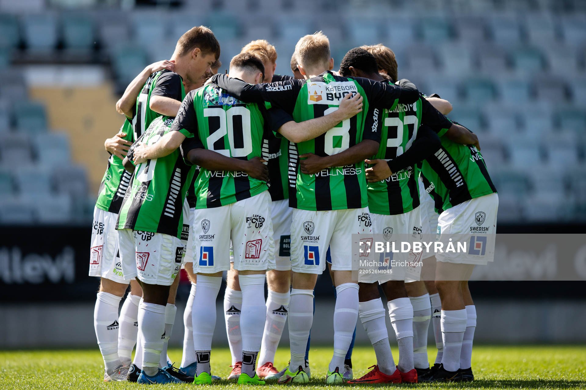 GAIS samlade innan fotbollsmatchen i Ettan södra mellan GAIS och Oskarshamn den 26 maj 2022 i Göteborg. 
