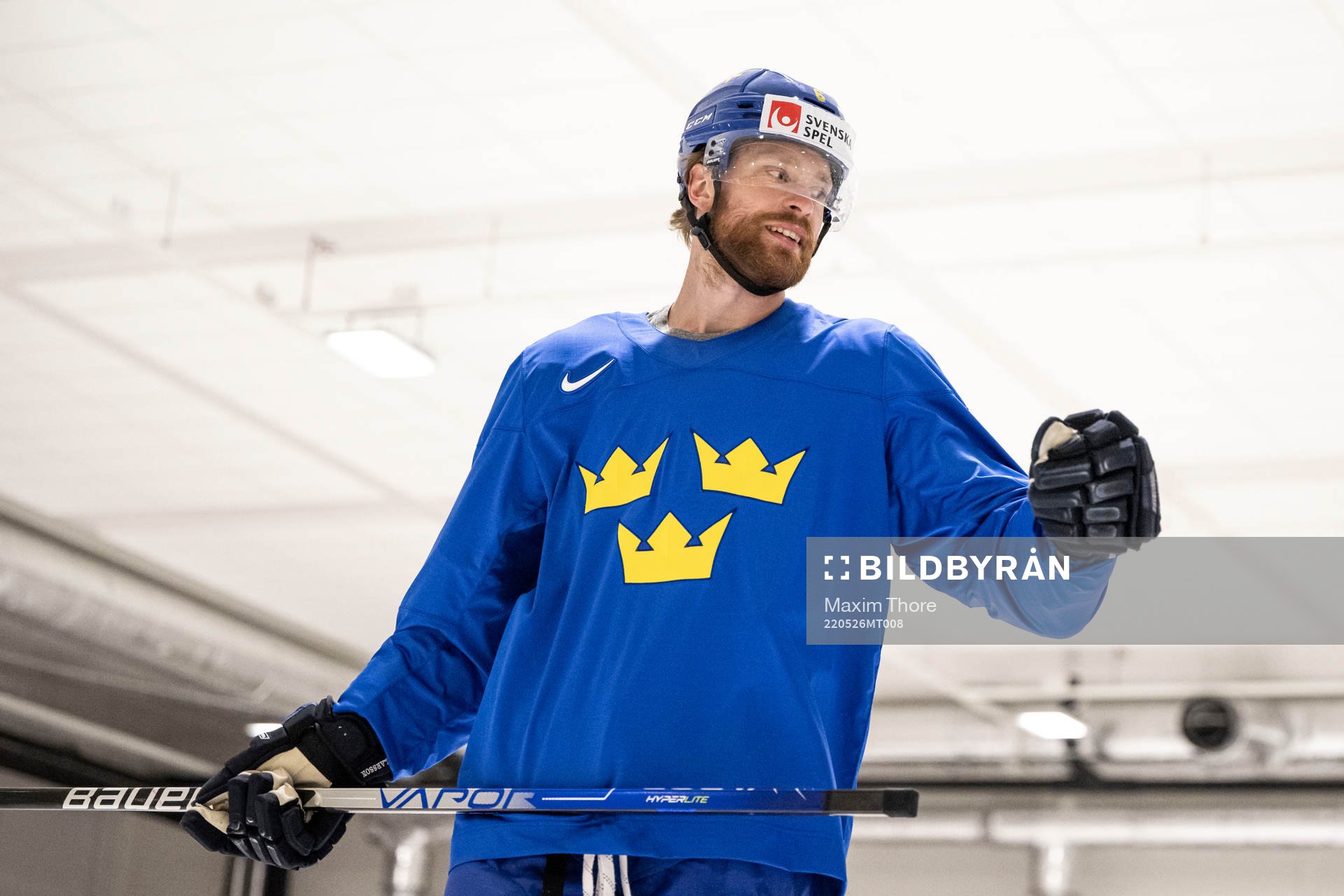 Adam Larsson of Sweden at a practice session