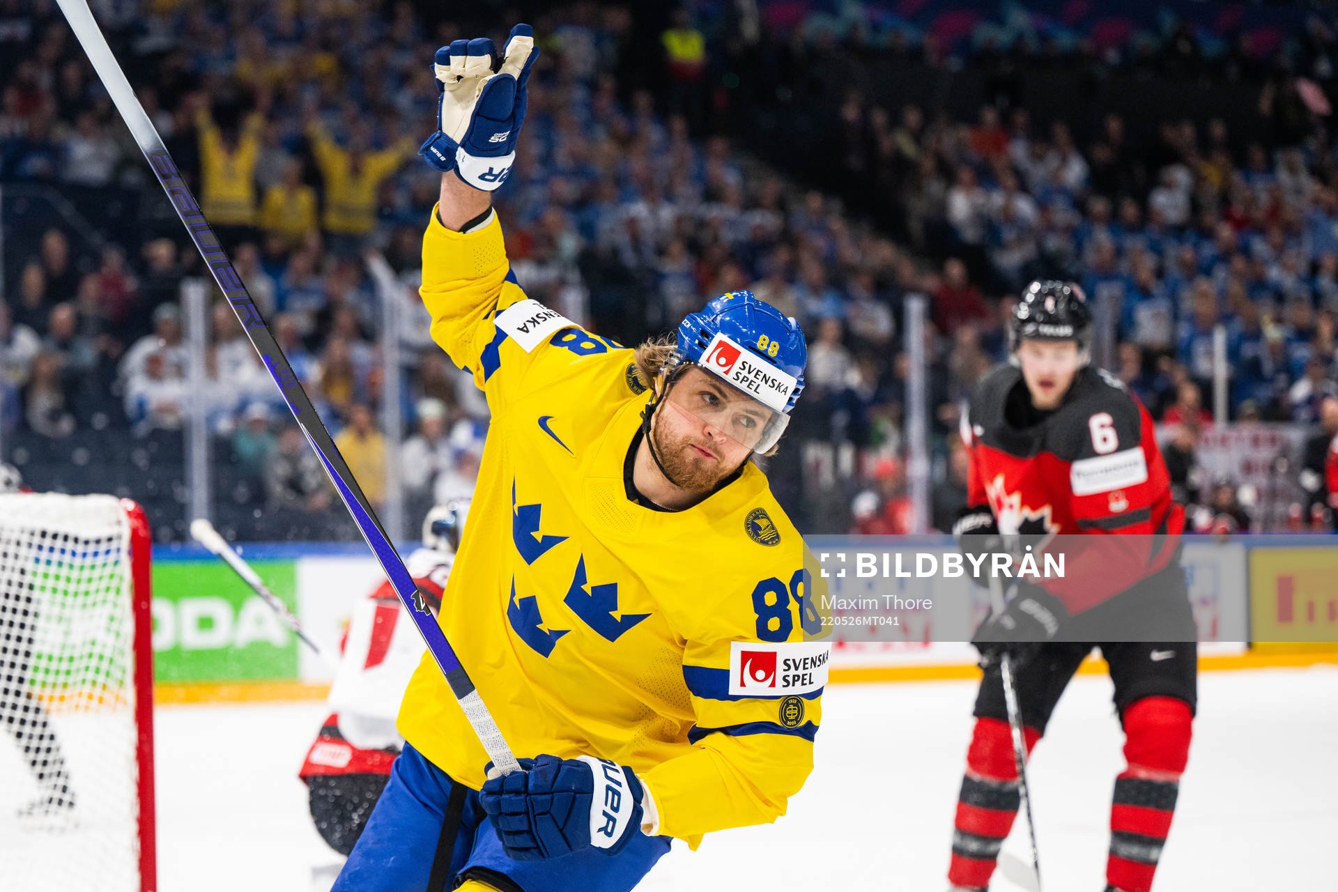 William Nylander of Sweden celebrates