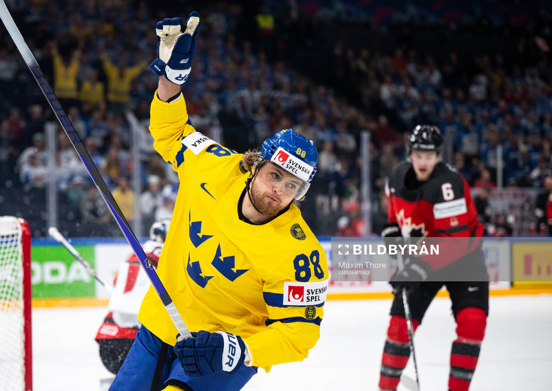 William Nylander of Sweden celebrates