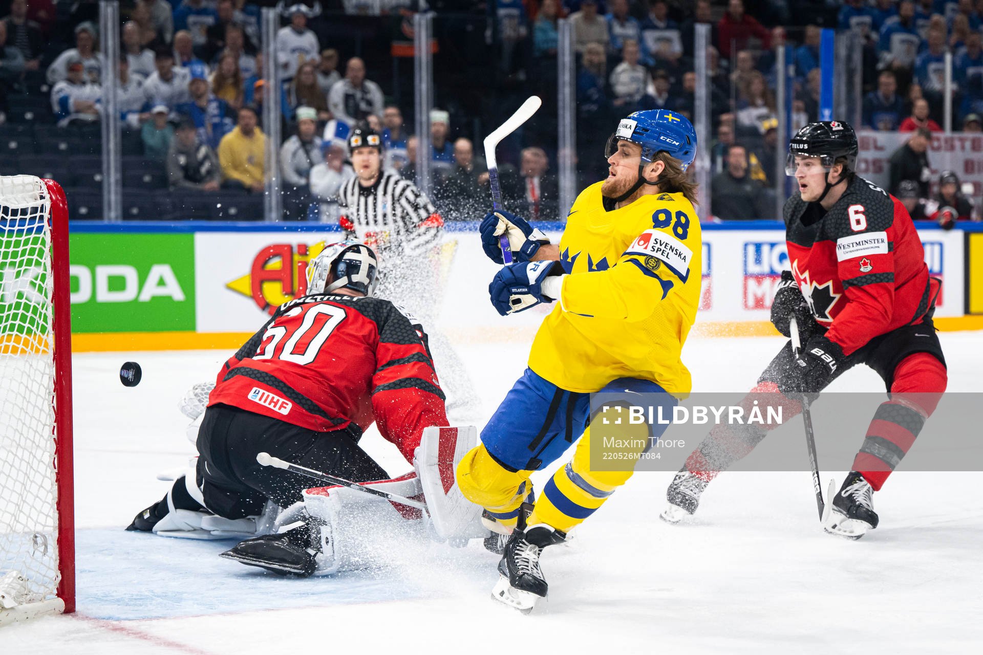 William Nylander of Sweden scores the 2-0 goal