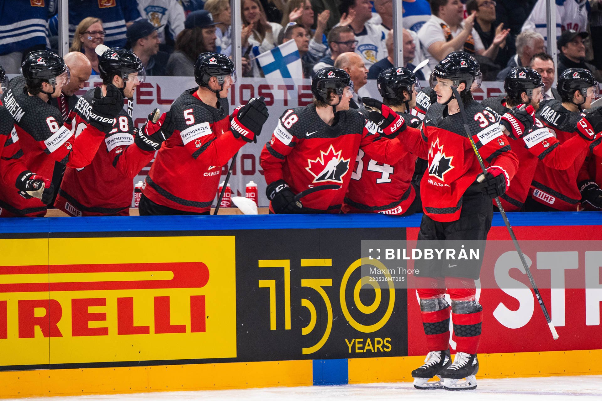 Ryan Graves of Canada celebrates
