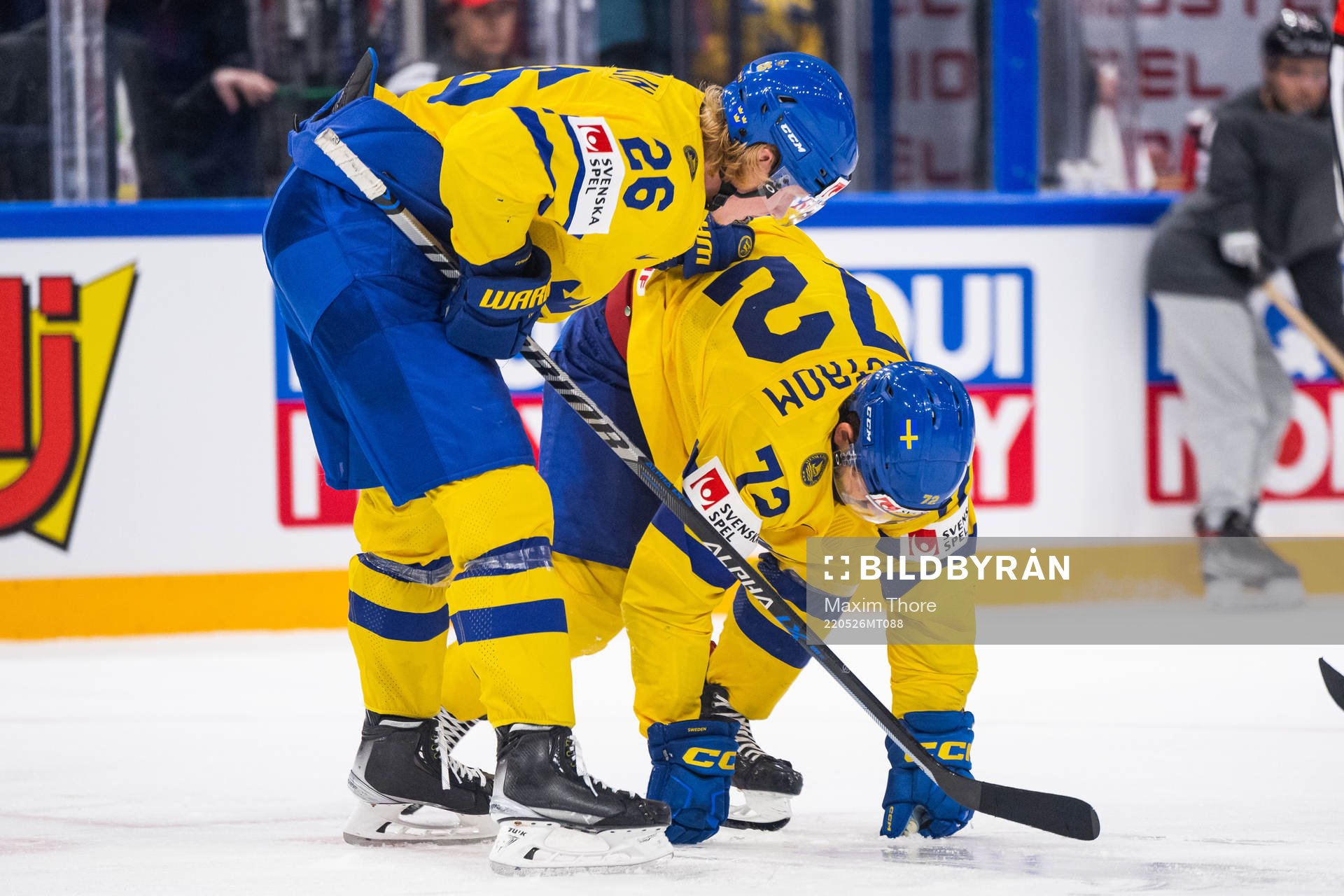 Emil Bemström of Sweden in pain and receives attention